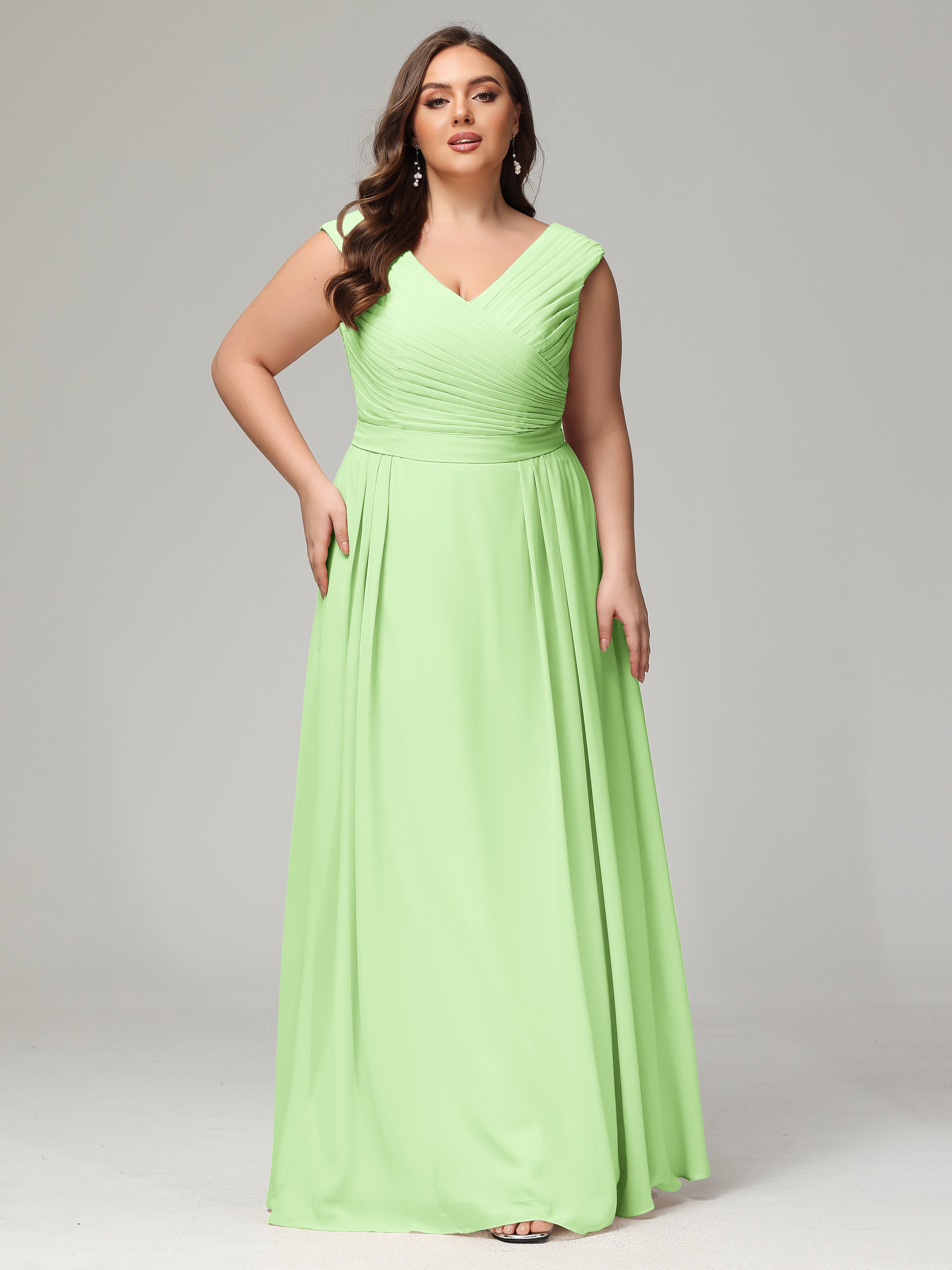 Robe De Demoiselle D Honneur Vert Sauge Dos En V Mousseline Robe De Demoiselle D'Honneur Grande Taille