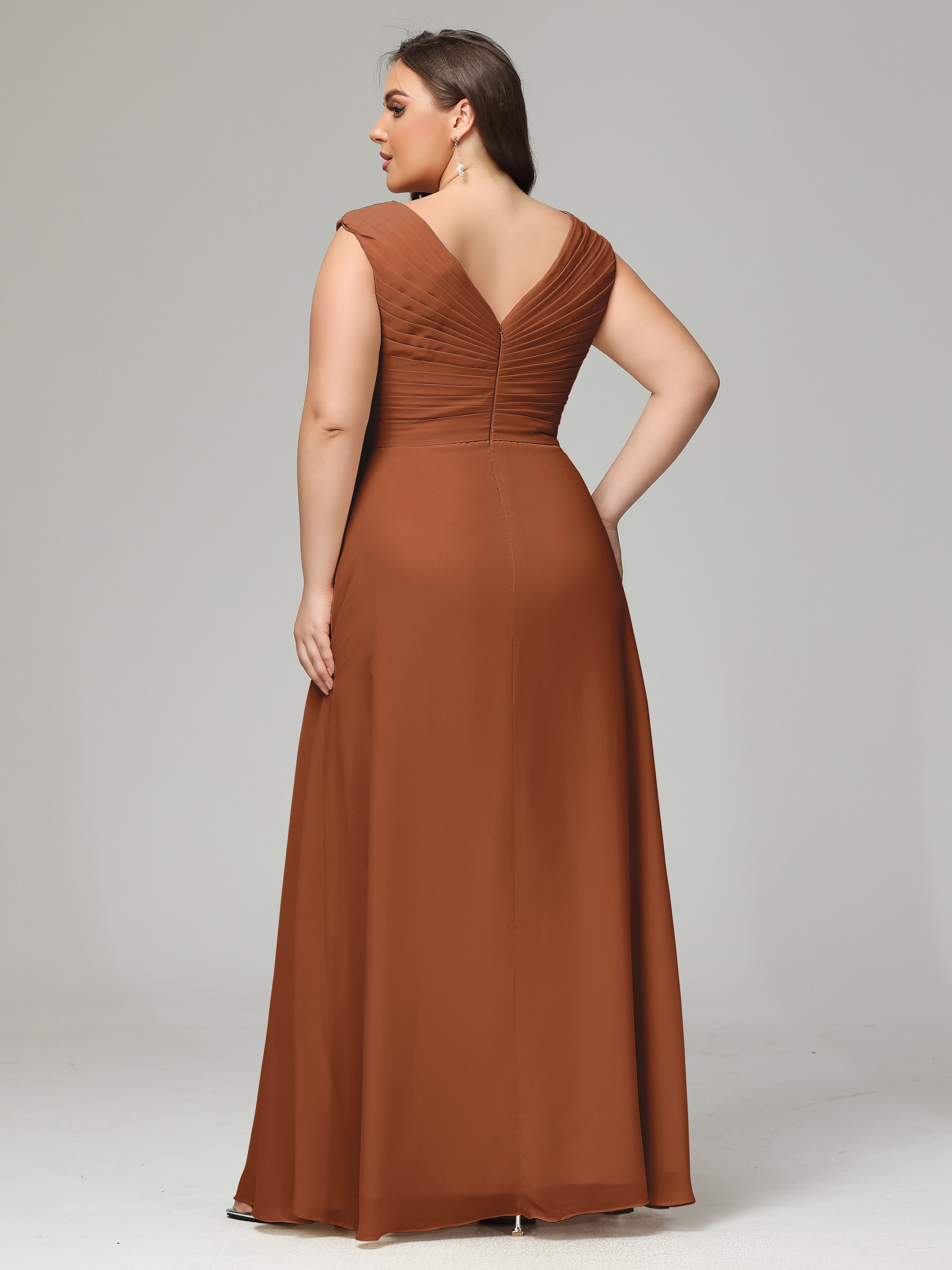 Demoiselle Robe Terracotta Mariage Dos En V Mousseline Robe De Demoiselle D'Honneur Grande Taille