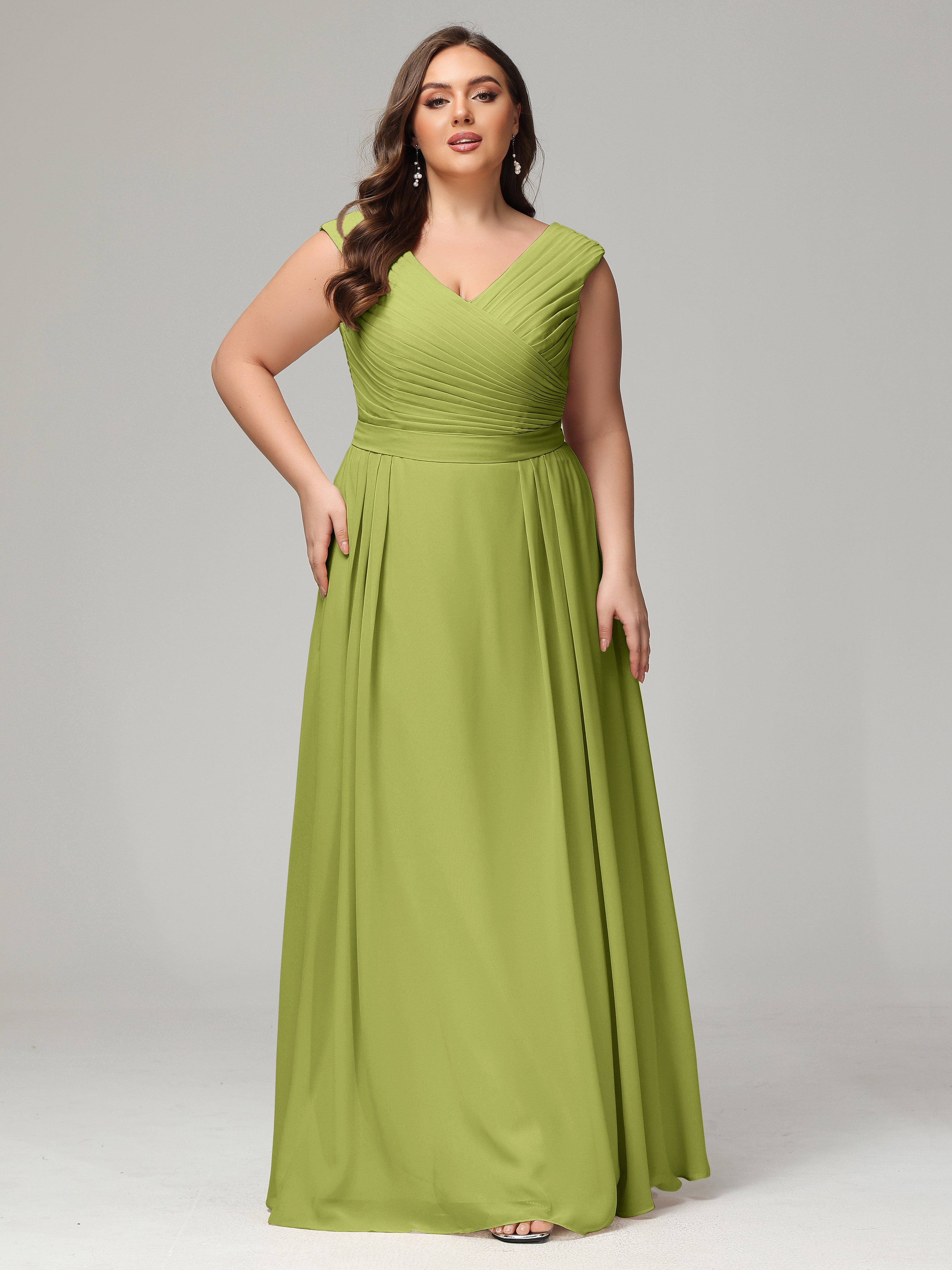 Robes De Demoiselle D'Honneur Trèfle Dos En V Mousseline Robe De Demoiselle D'Honneur Grande Taille