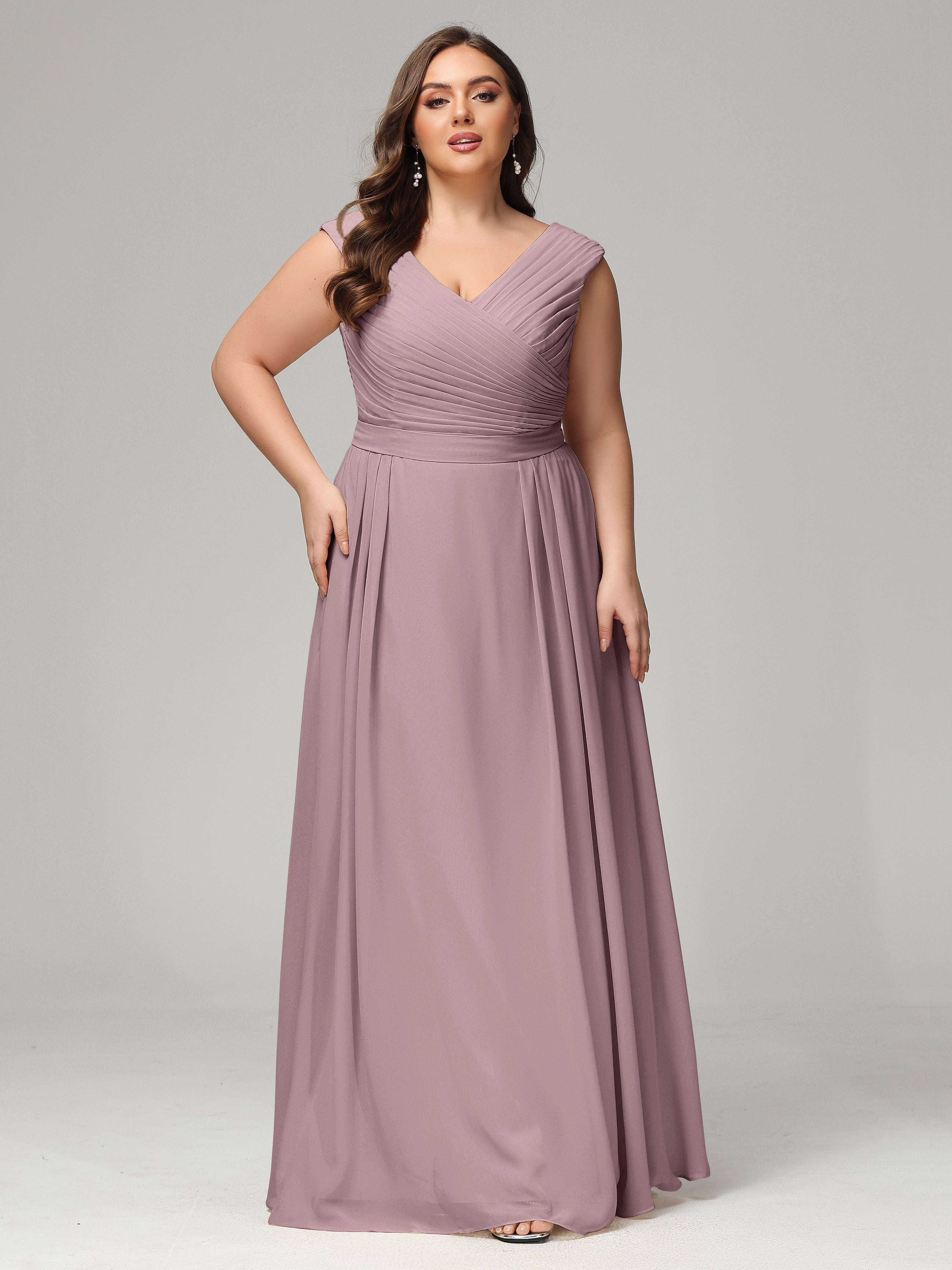 Robes De Demoiselle D'Honneur Vintage Mauve Dos En V Mousseline Robe De Demoiselle D'Honneur Grande Taille