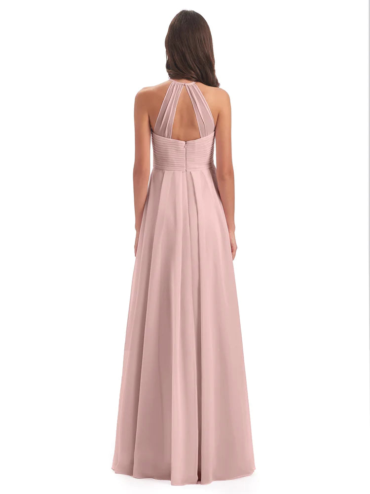 Charlotte Licou Dos Ouvert Mousseline Robes Demoiselle d'Honneur en ROSE_POUDRE