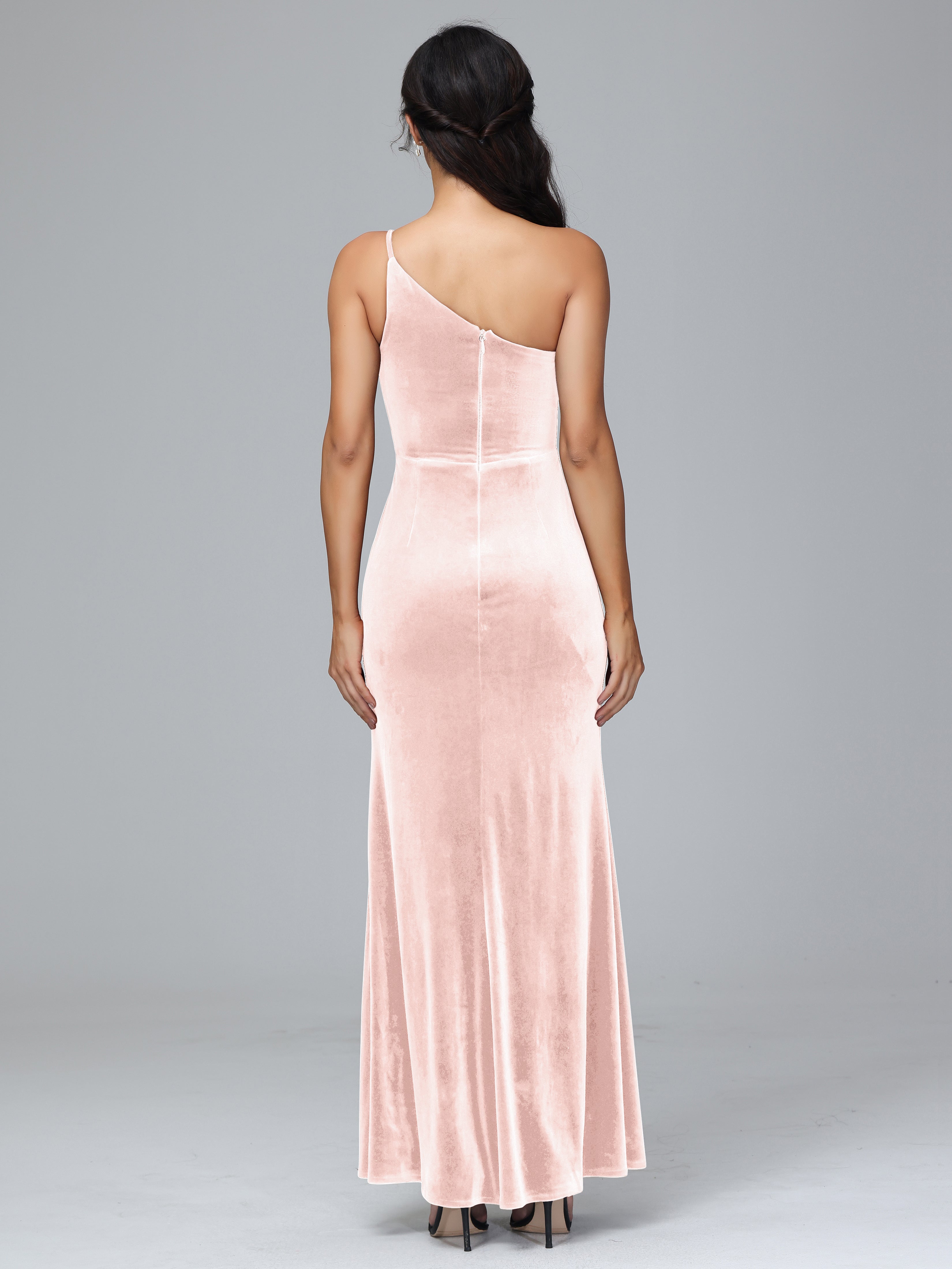 Fendue Seule-épaule Simple Velours Robes Demoiselle d'Honneur Grande Taille