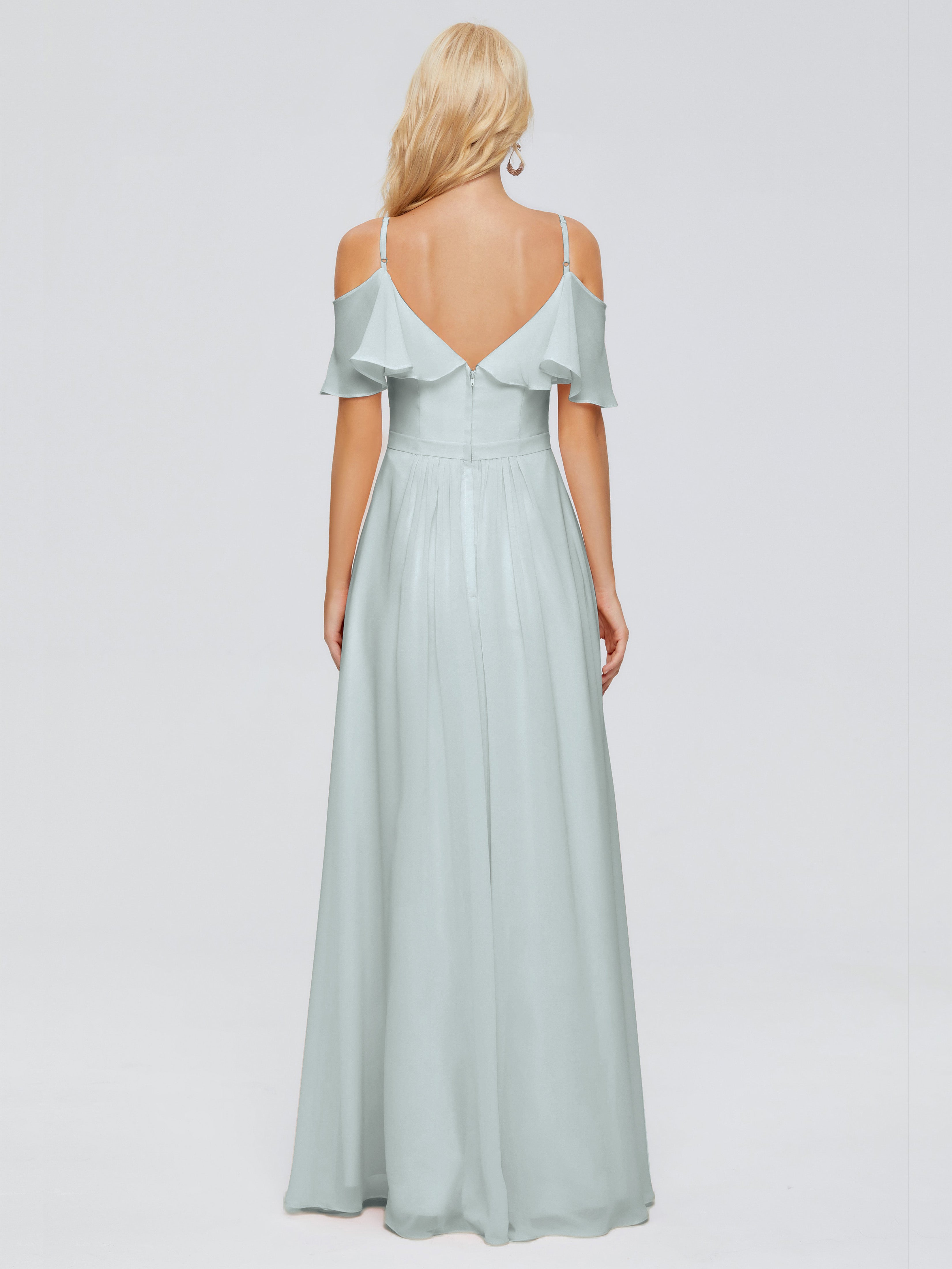 Robes De Demoiselle D'Honneur Celadon Fourreau/Colonne Hors-La-Épaule Longue Robes Demoiselle D'Honneur