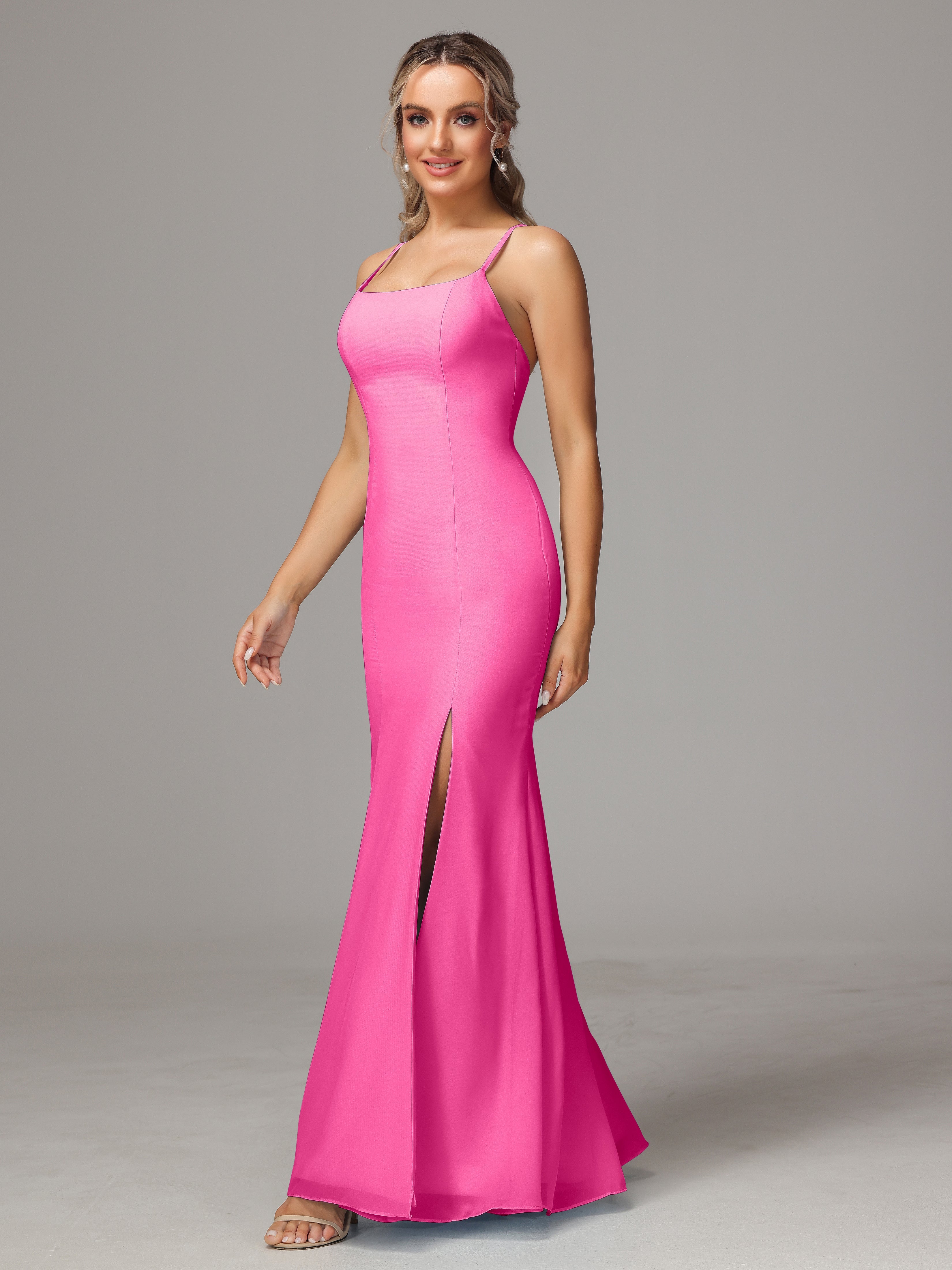 Robe Demoiselle D Honneur Azalée Leticia Fourreau Mousseline Longue Robes Demoiselle D'Honneur