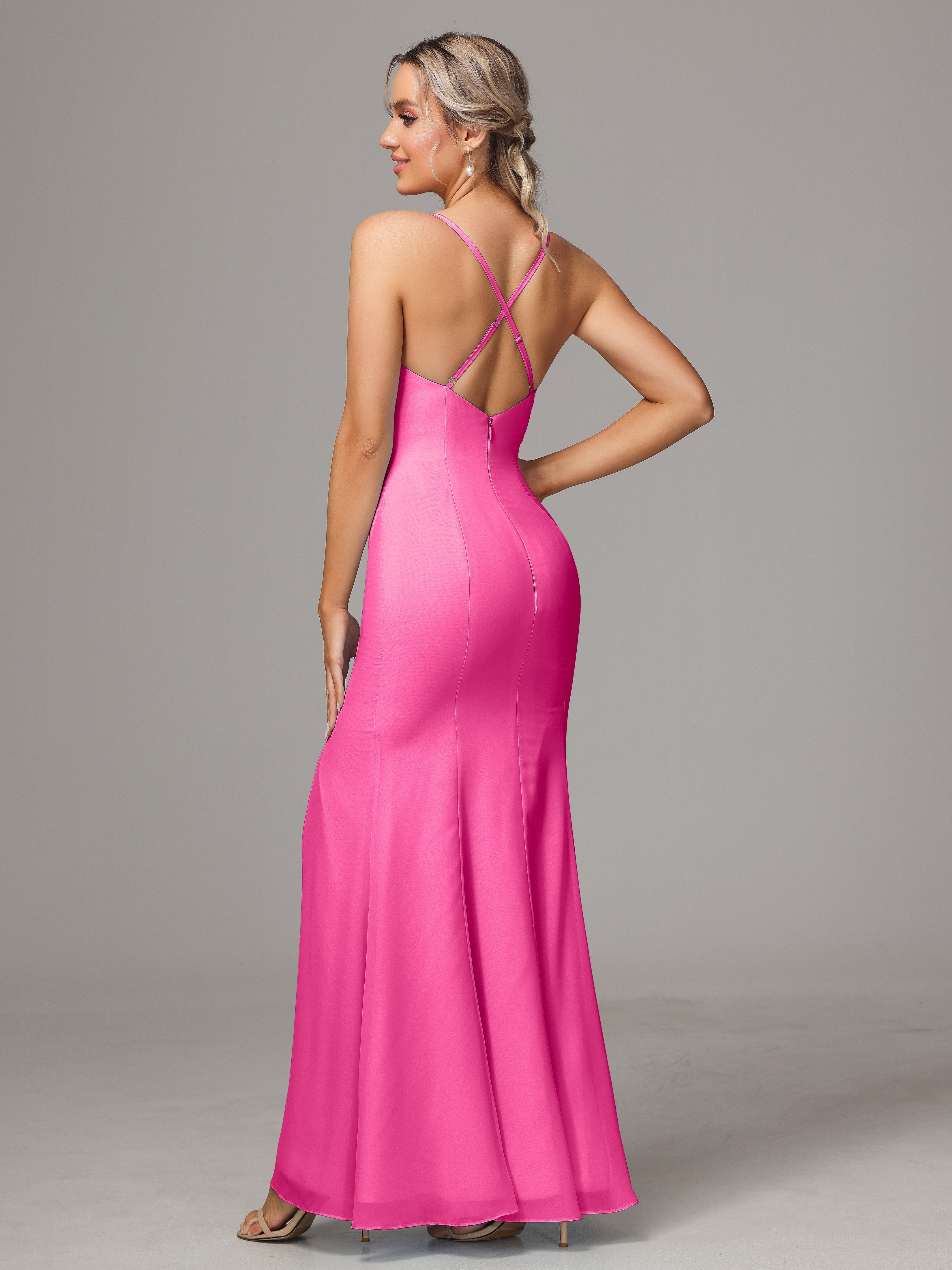 Robe Demoiselle D Honneur Azalée Leticia Fourreau Mousseline Longue Robes Demoiselle D'Honneur