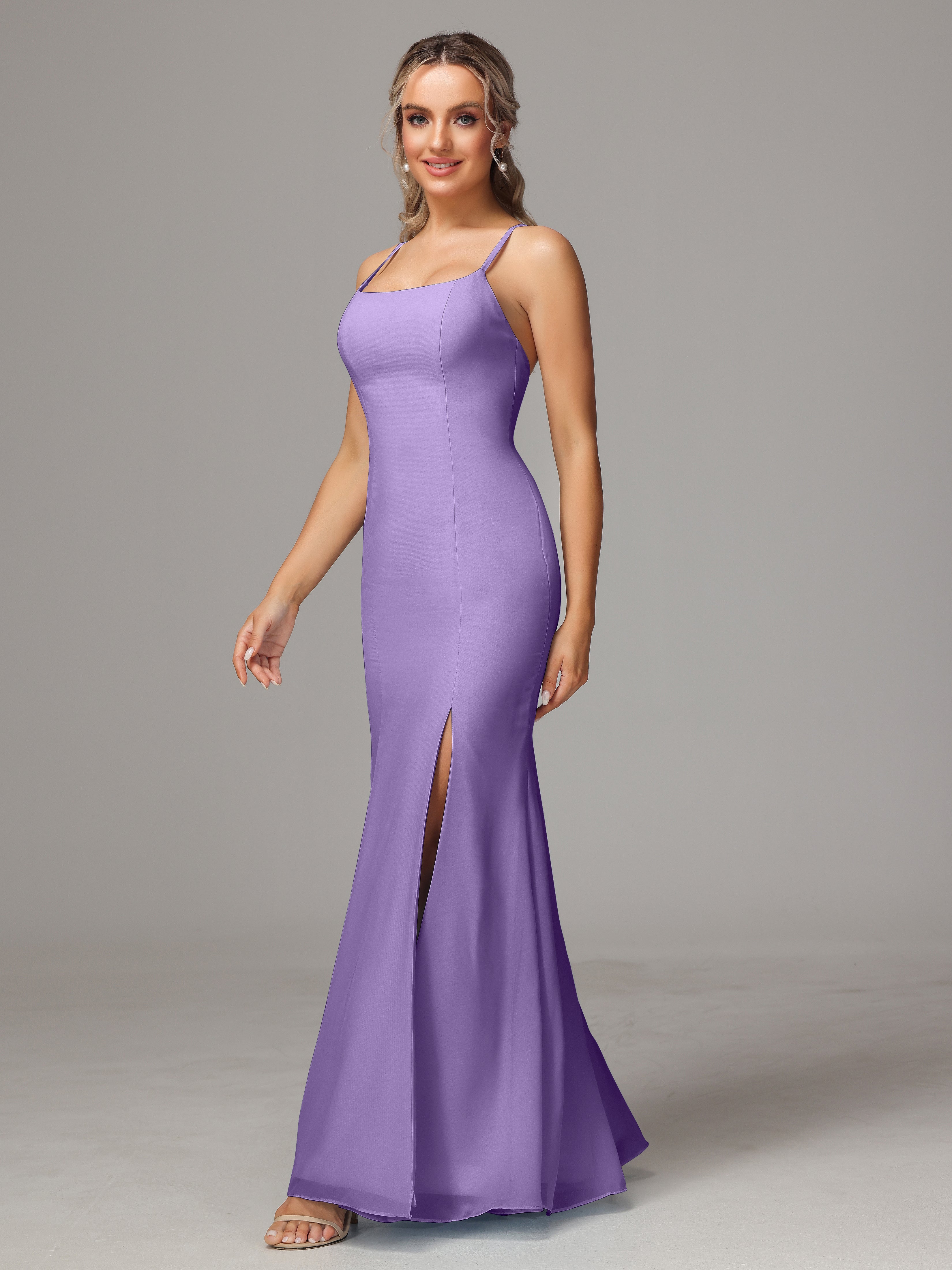 Robes De Demoiselle D'Honneur Tahiti Leticia Fourreau Mousseline Longue Robes Demoiselle D'Honneur