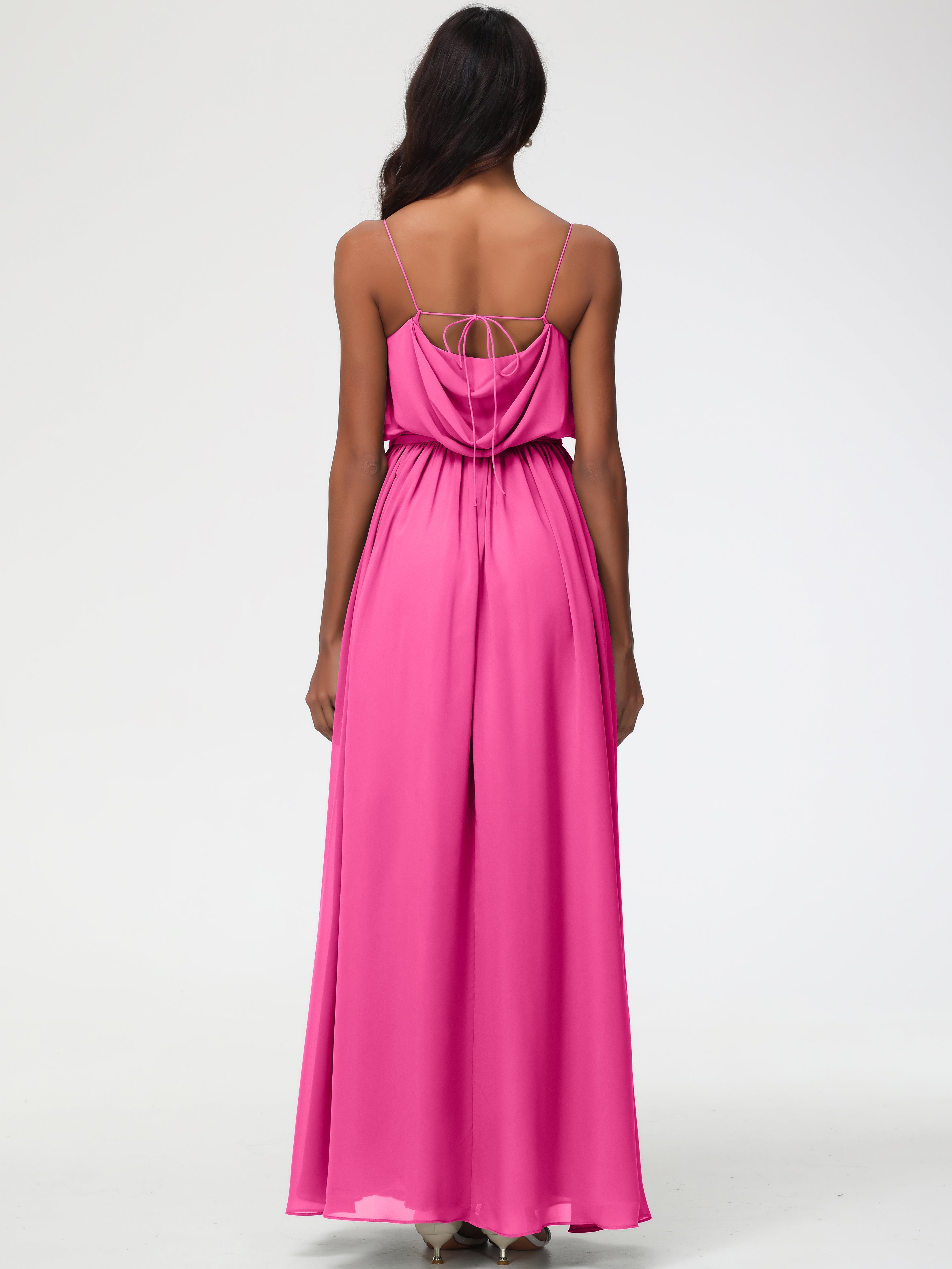 Robe Demoiselle D Honneur Azalée Bretelles Spaghetti Col Bénitier Trapèze Mousseline Robe Demoiselle D'Honneur