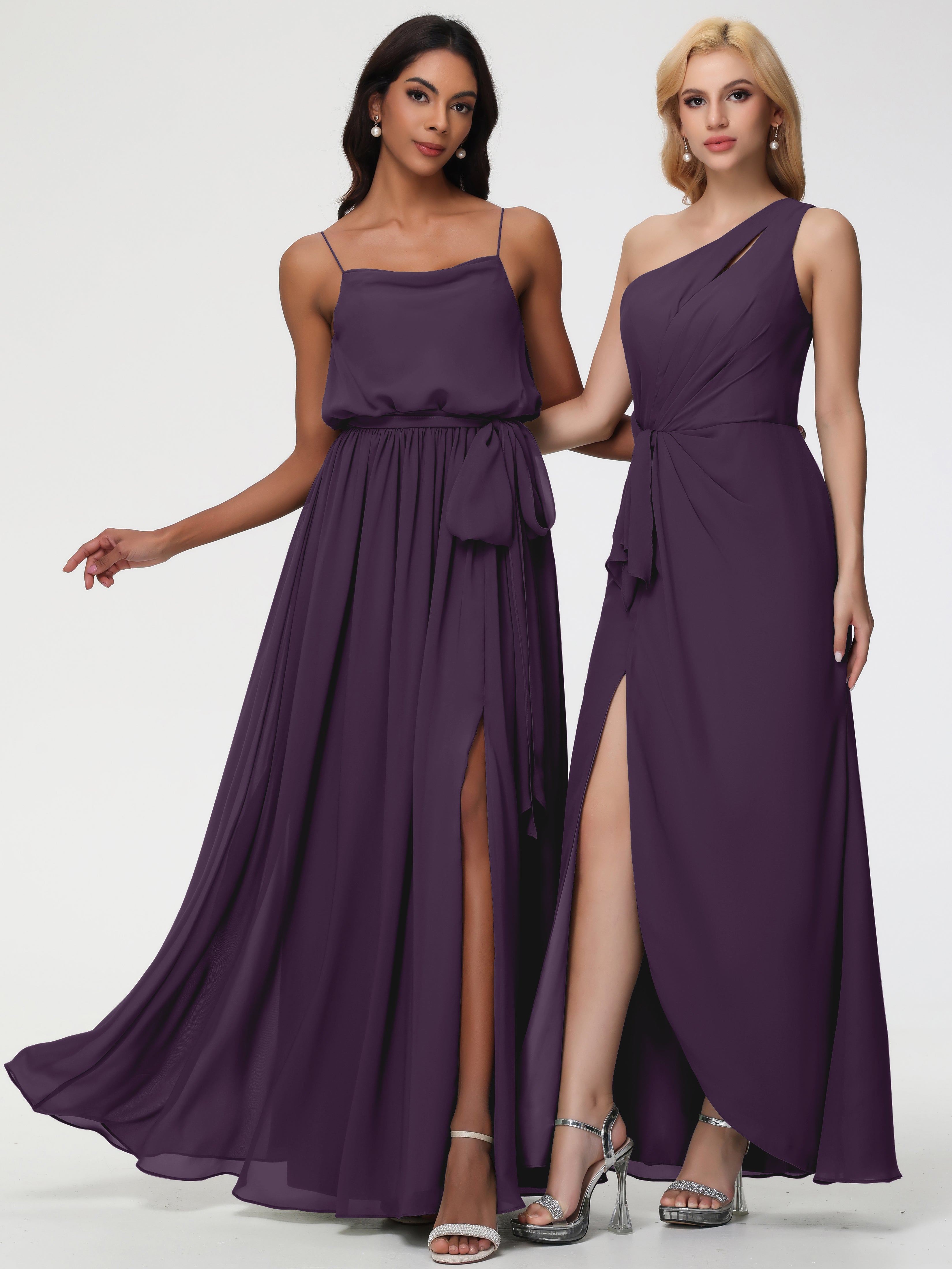 Robe Demoiselle D Honneur Plume Bretelles Spaghetti Col Bénitier Trapèze Mousseline Robe Demoiselle D'Honneur