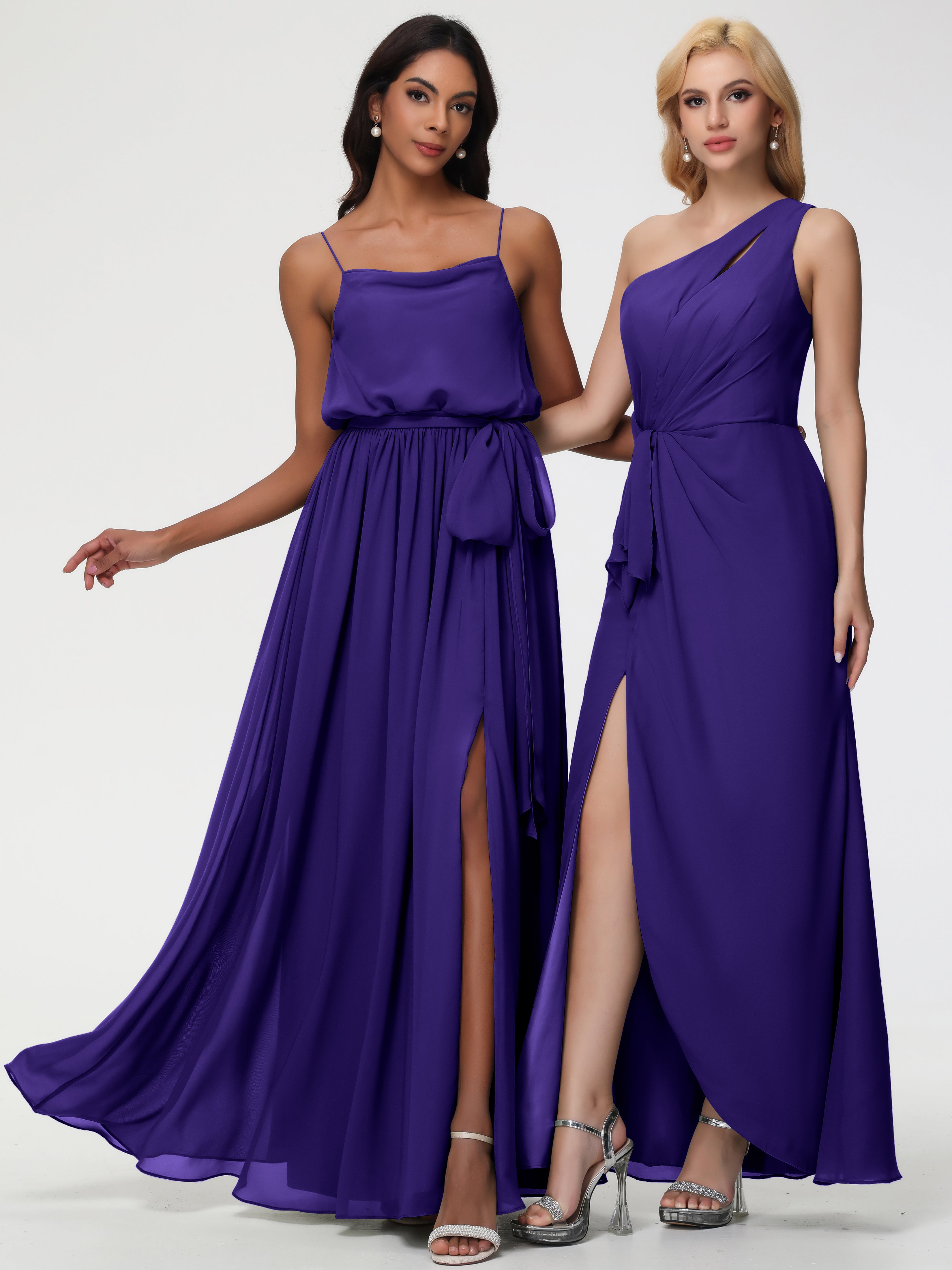 Robes De Demoiselle D'Honneur En Régence Bretelles Spaghetti Col Bénitier Trapèze Mousseline Robe Demoiselle D'Honneur