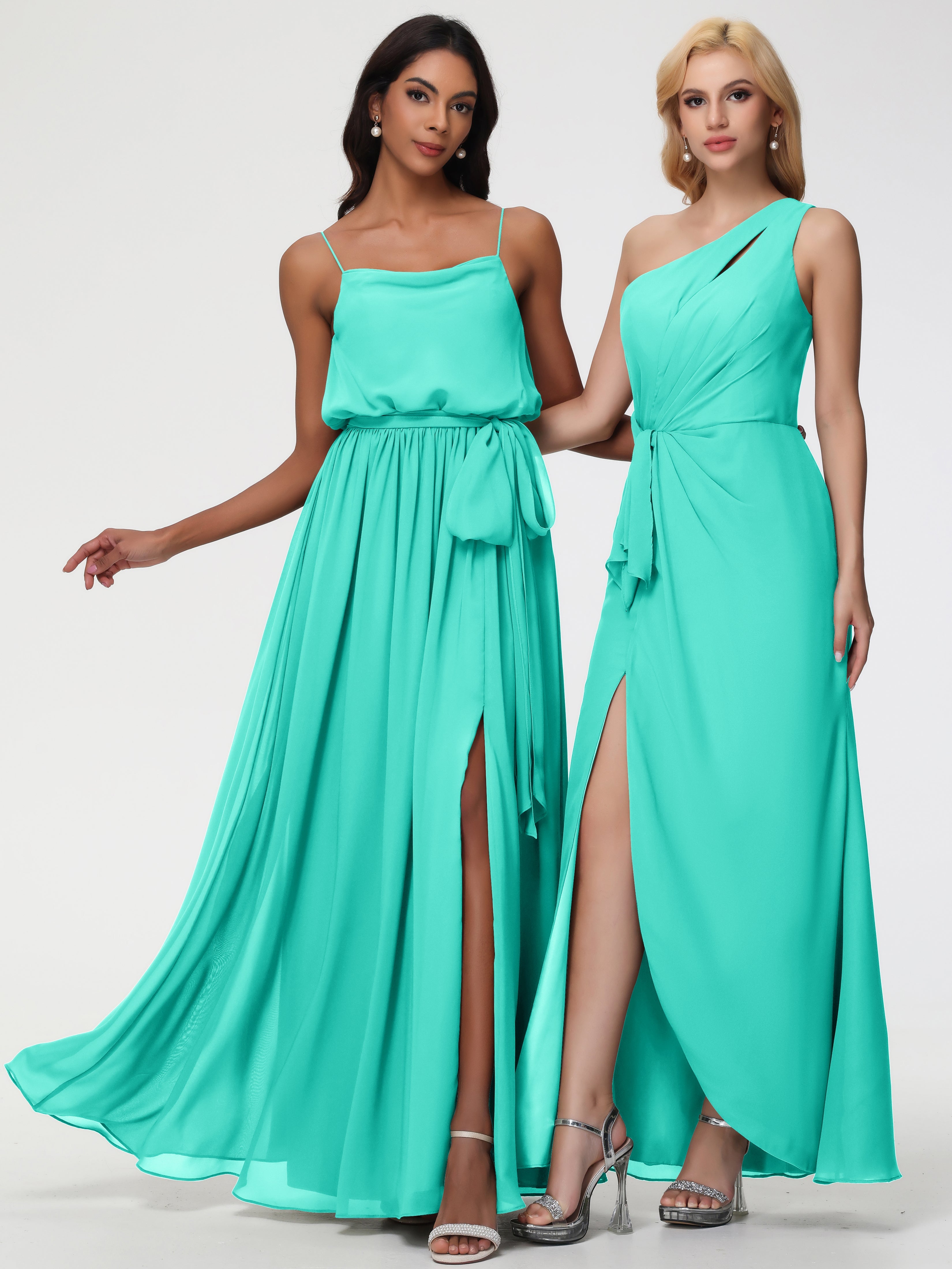 Robes De Demoiselle D'Honneur Spa Bretelles Spaghetti Col Bénitier Trapèze Mousseline Robe Demoiselle D'Honneur