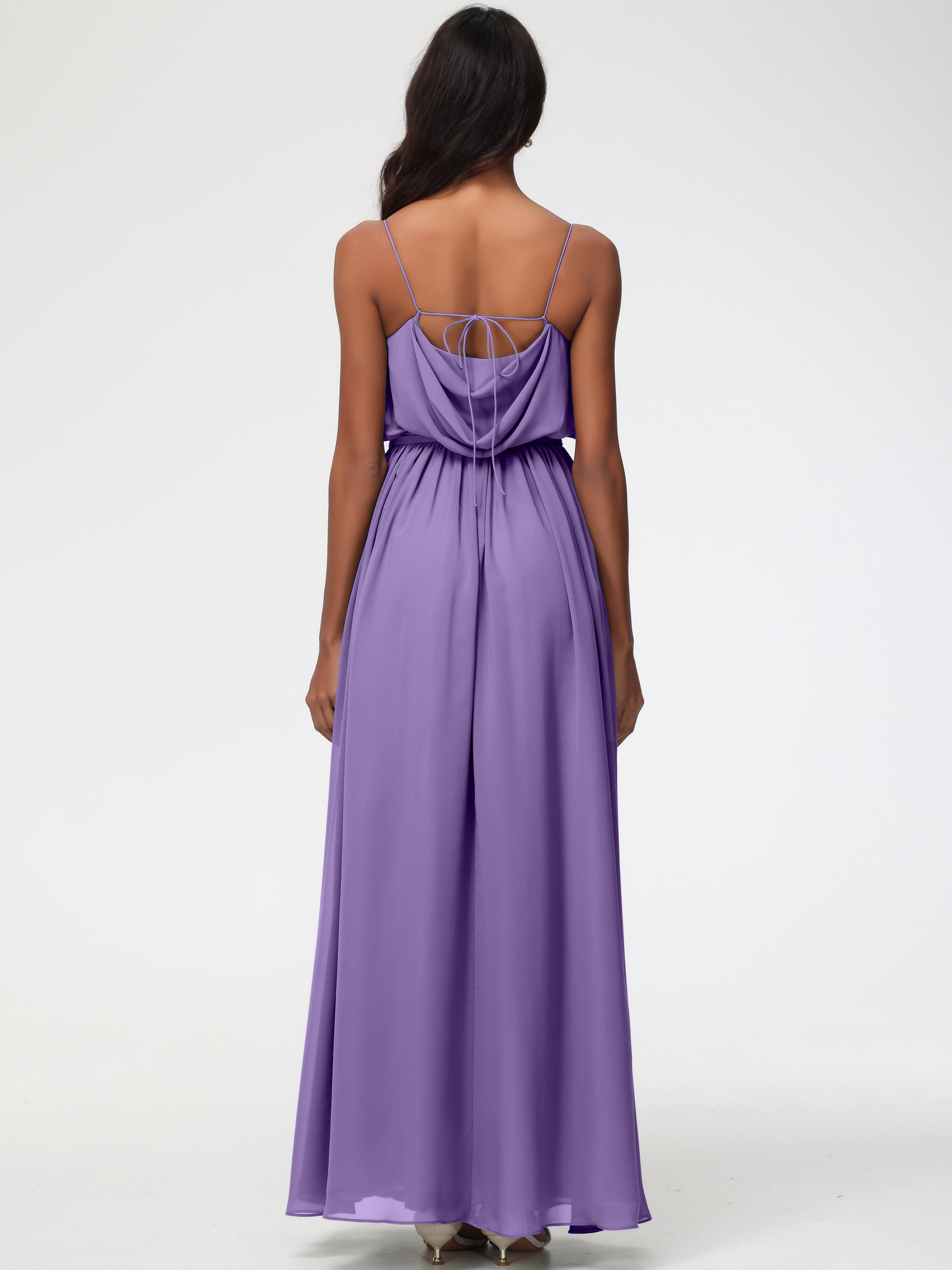 Robes De Demoiselle D'Honneur Tahiti Bretelles Spaghetti Col Bénitier Trapèze Mousseline Robe Demoiselle D'Honneur