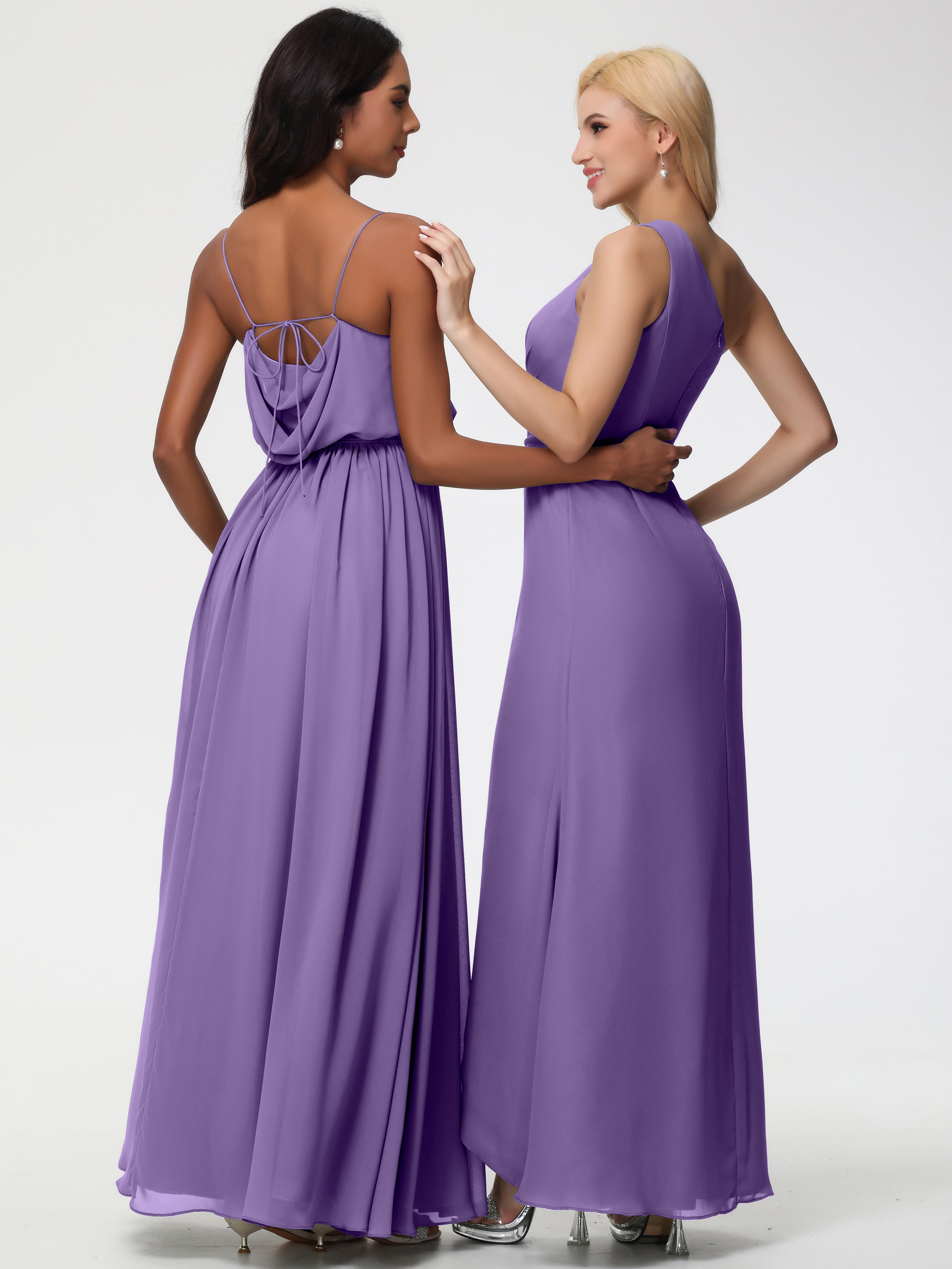 Robes De Demoiselle D'Honneur Tahiti Bretelles Spaghetti Col Bénitier Trapèze Mousseline Robe Demoiselle D'Honneur
