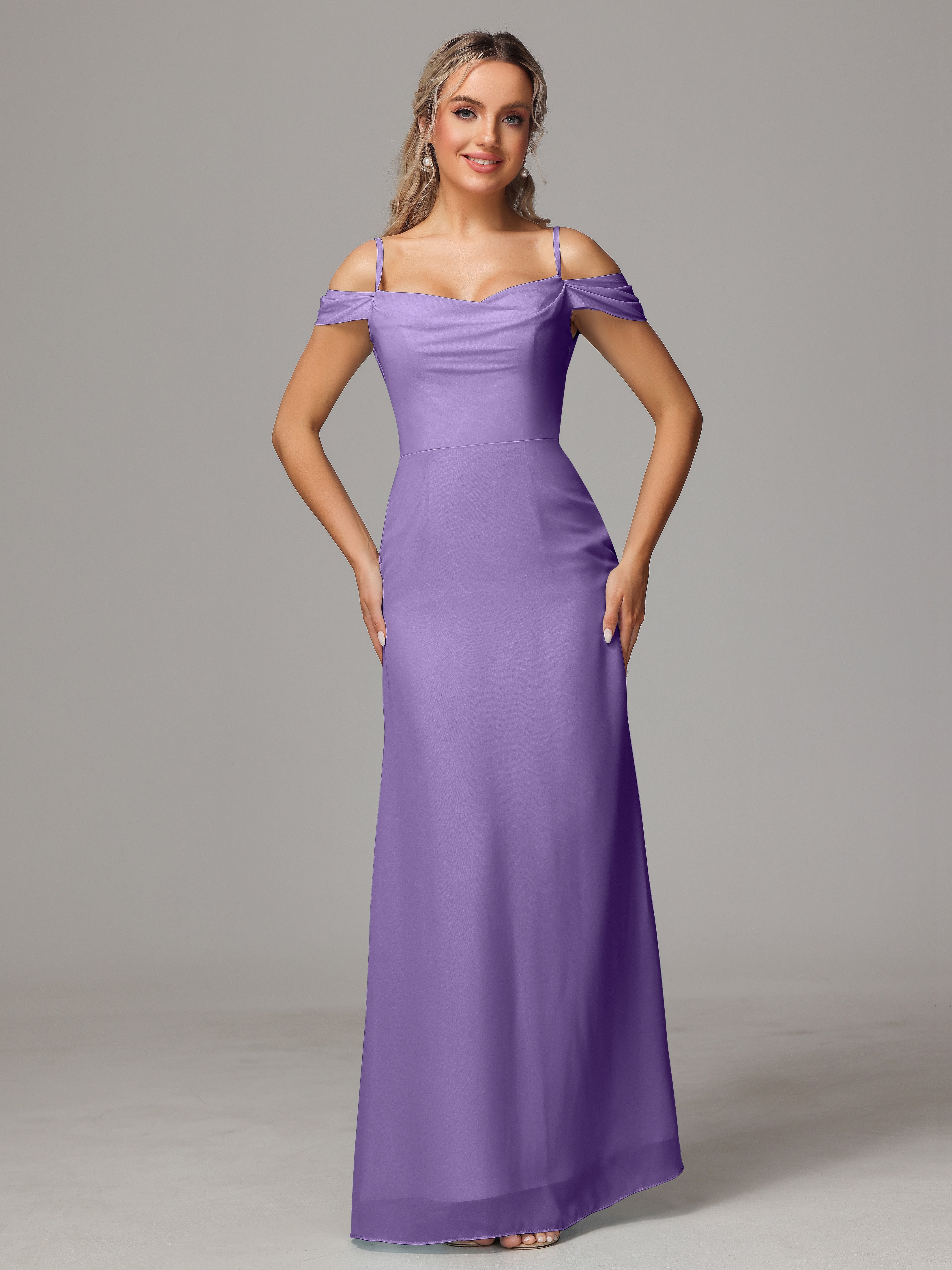 Robes De Demoiselle D'Honneur Tahiti Accueil Froid Trapèze Mousseline Longue Robes Demoiselle D'Honneur