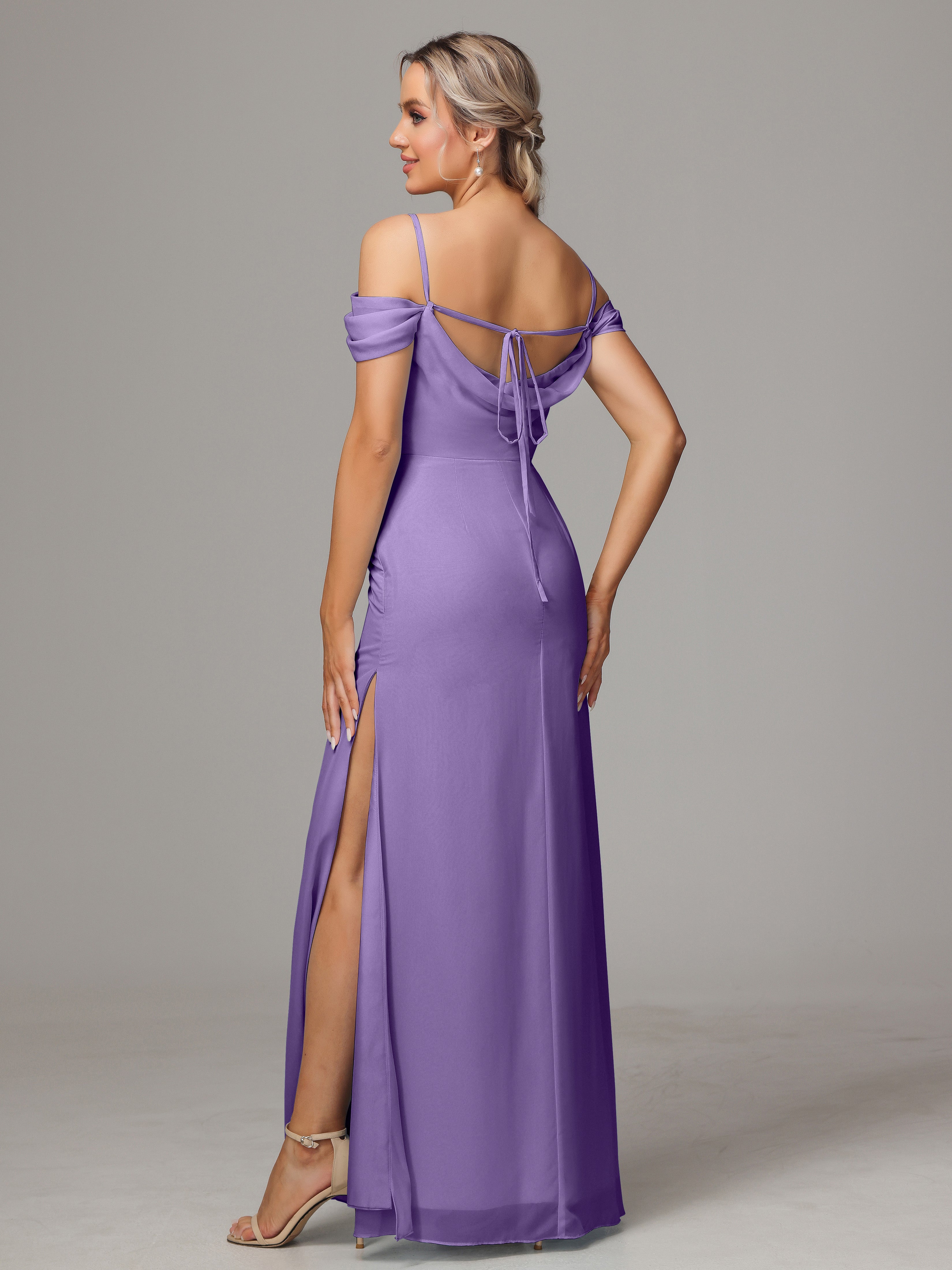 Robes De Demoiselle D'Honneur Tahiti Accueil Froid Trapèze Mousseline Longue Robes Demoiselle D'Honneur