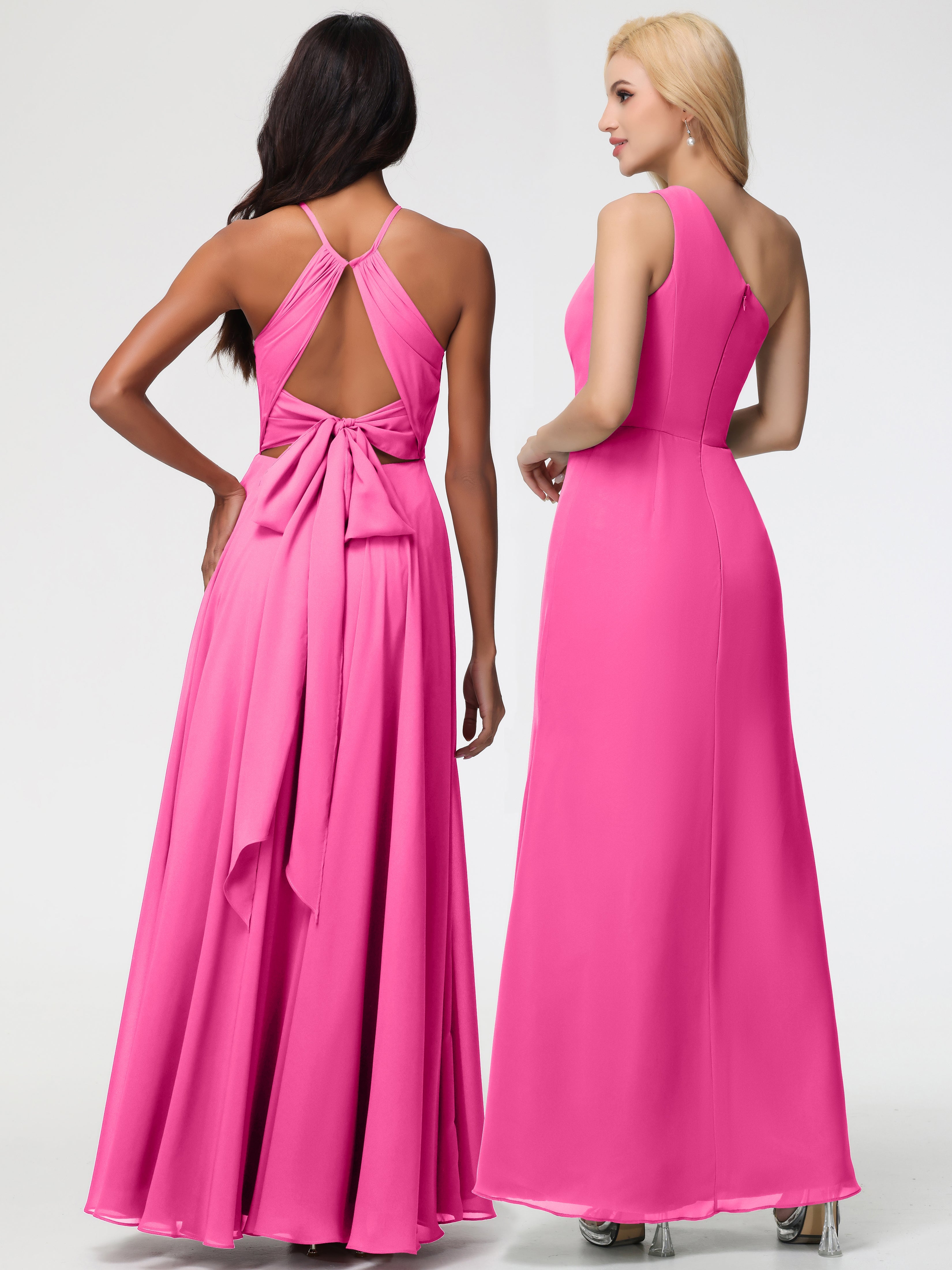 Robe Demoiselle D Honneur Azalée Licou Fendue Mousseline Robe Demoiselle D'Honneur Longue Plissée