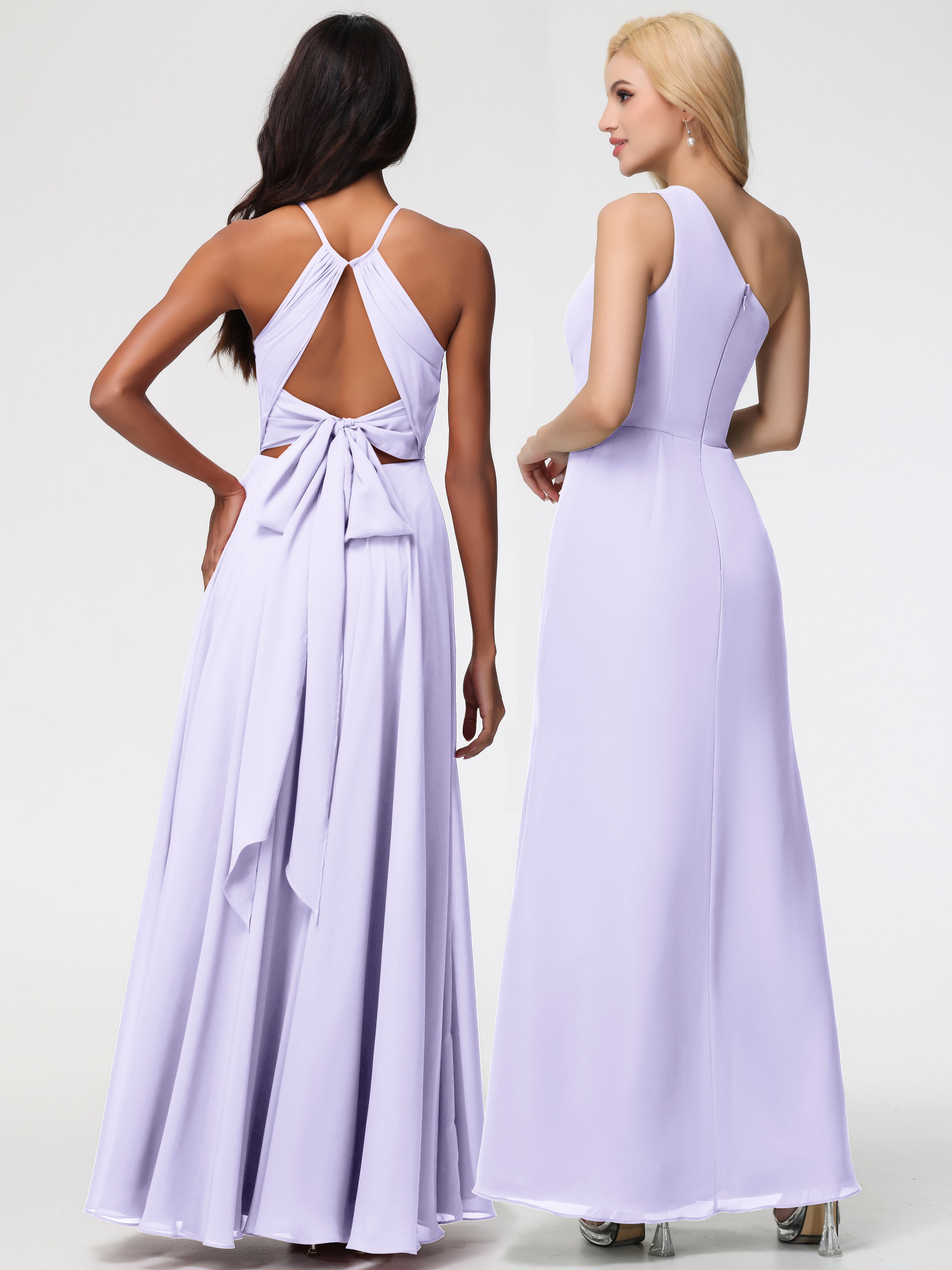 Robe Demoiselle D Honneur Lilas Licou Fendue Mousseline Robe Demoiselle D'Honneur Longue Plissée