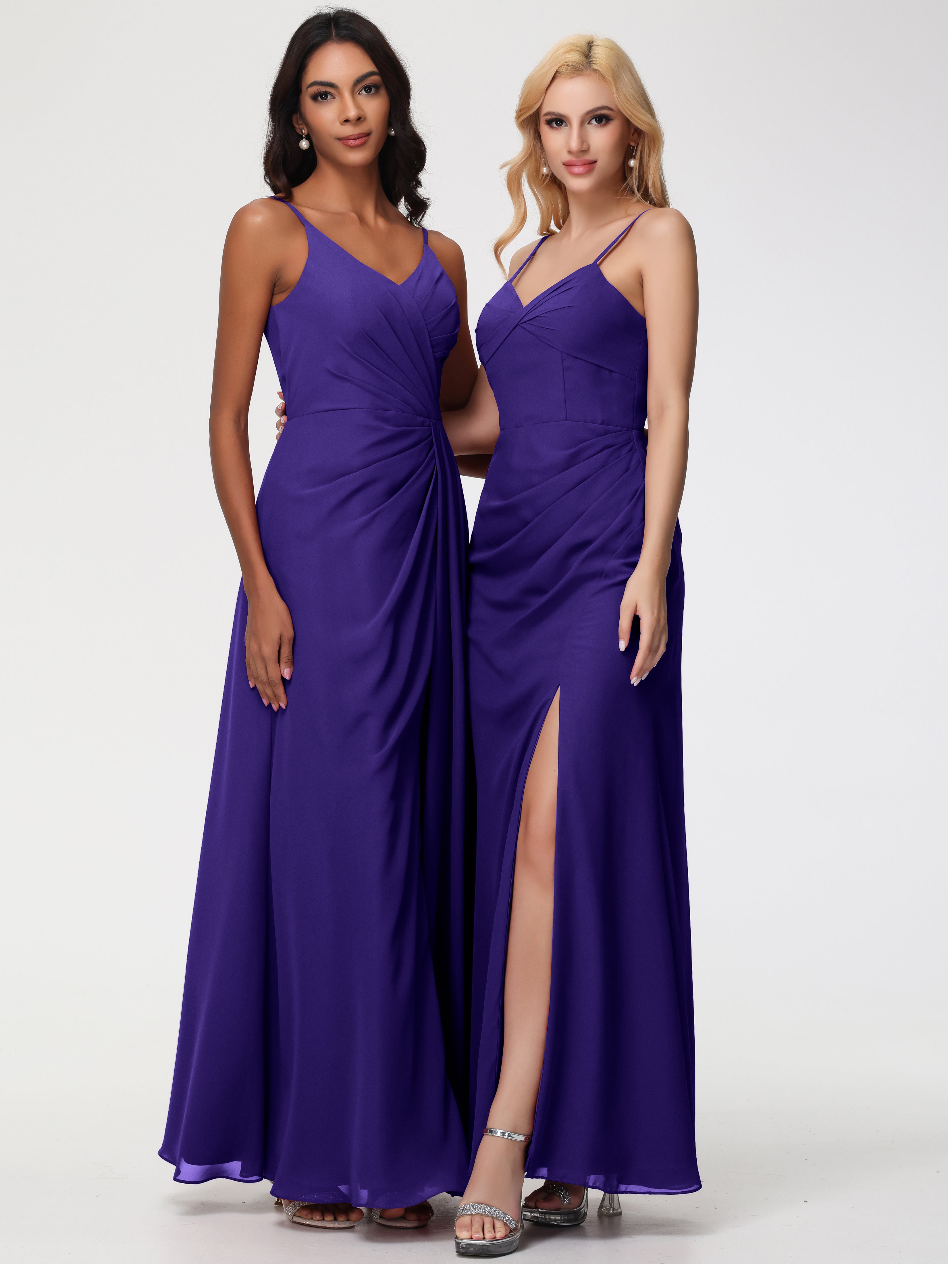 Robes De Demoiselle D'Honneur En Régence Bretelles Spaghetti Fendue Fourreau/Colonne Mousseline Robe Demoiselle D'Honneur
