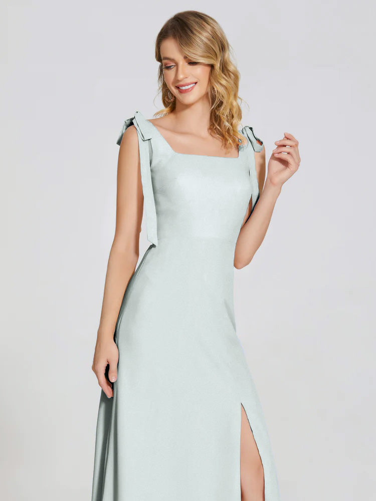 Robes De Demoiselle D'Honneur Celadon Trapèze Mancherons Illusion Dentelle/Mousseline Robes Demoiselle D'Honneur