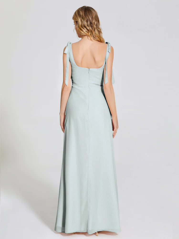 Robes De Demoiselle D'Honneur Celadon Trapèze Mancherons Illusion Dentelle/Mousseline Robes Demoiselle D'Honneur