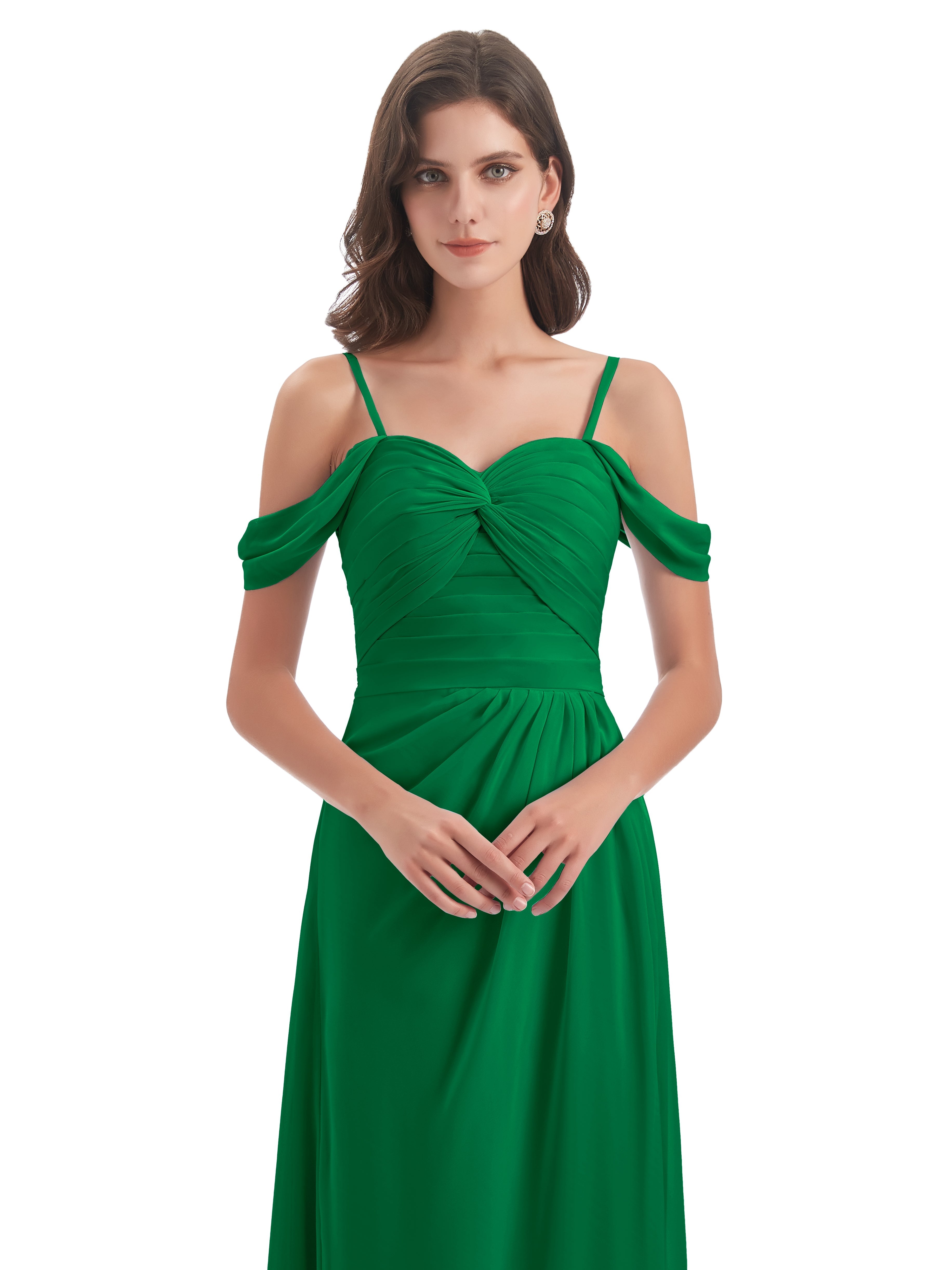 Wedding Party Robe Vert Emeraude Demoiselle D Honneur Fendue Devant Bretelles Spaghetti Robes Demoiselle D'Honneur