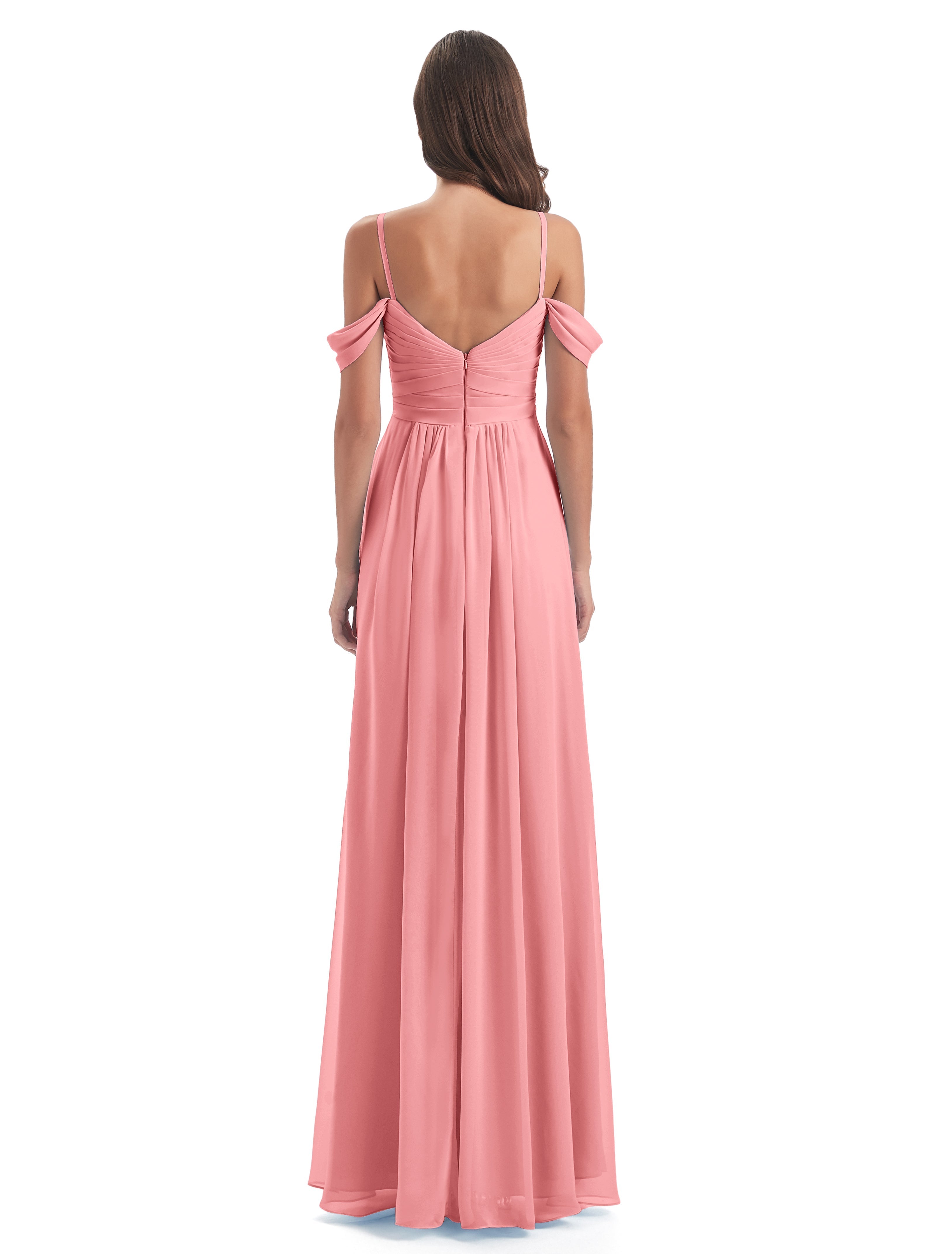 Robes De Demoiselle D'Honneur En Flamant Fendue Devant Bretelles Spaghetti Robes Demoiselle D'Honneur