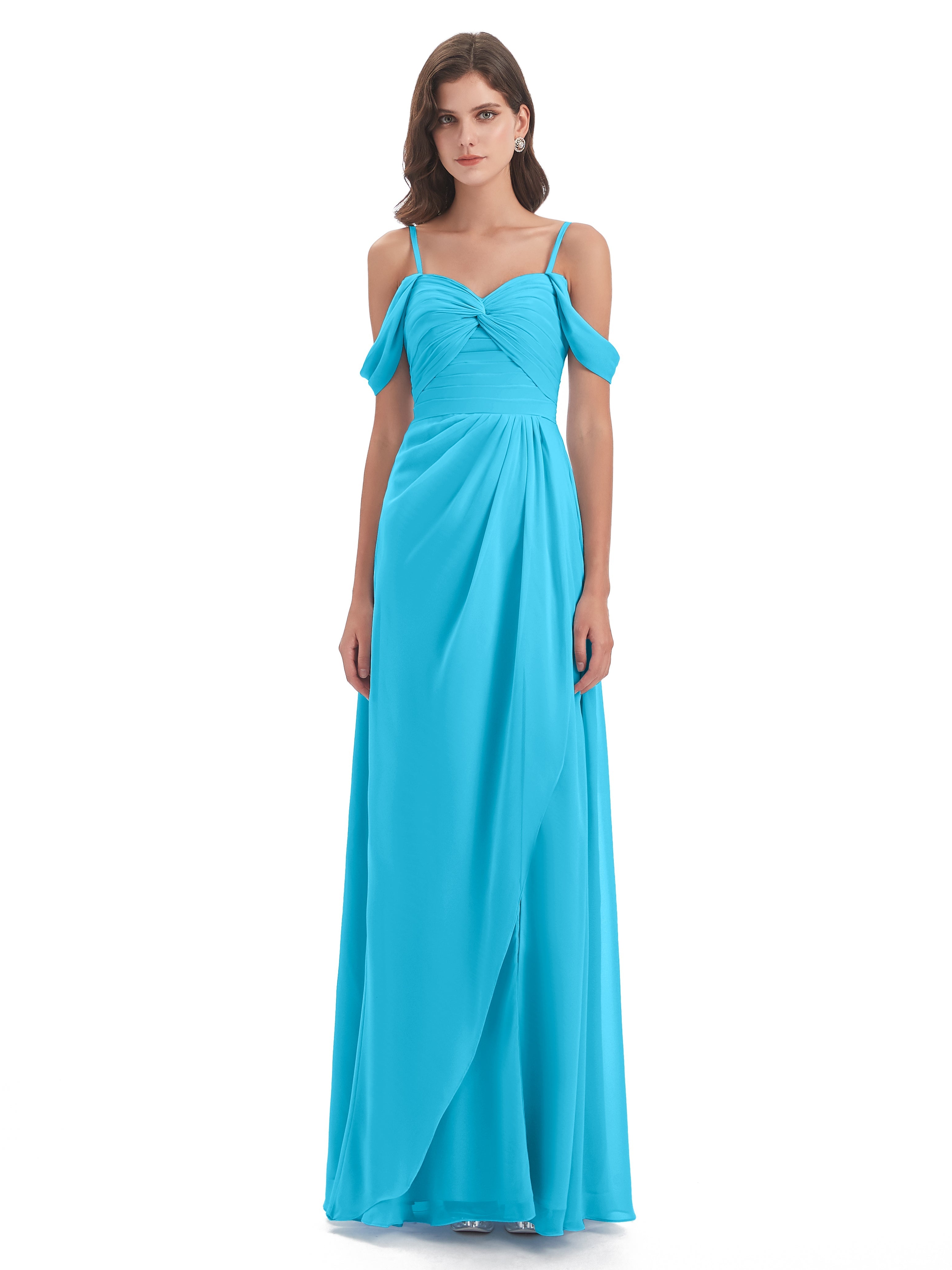 Robe De Demoiselle D'Honneur En Piscine Fendue Devant Bretelles Spaghetti Robes Demoiselle D'Honneur