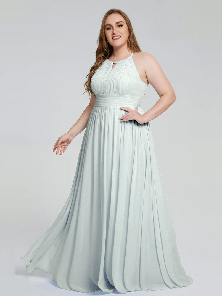 Robe Demoiselle D Honneur Celadon Payton Élégante Licou Mousseline Robes Demoiselle D'Honneur Grande Taille