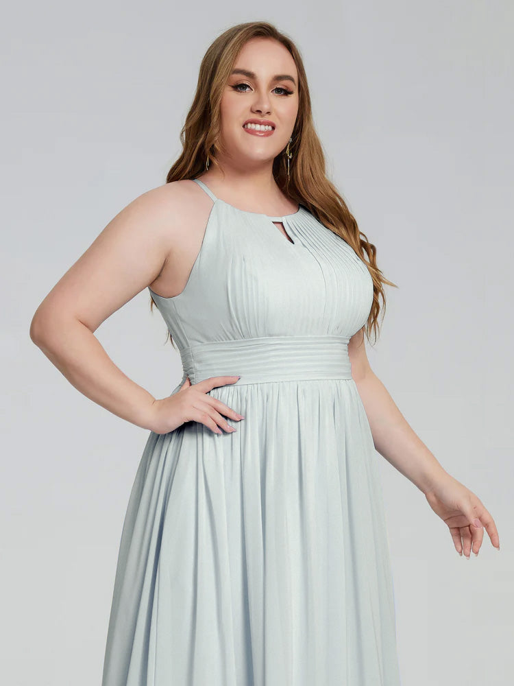 Robe Demoiselle D Honneur Celadon Payton Élégante Licou Mousseline Robes Demoiselle D'Honneur Grande Taille