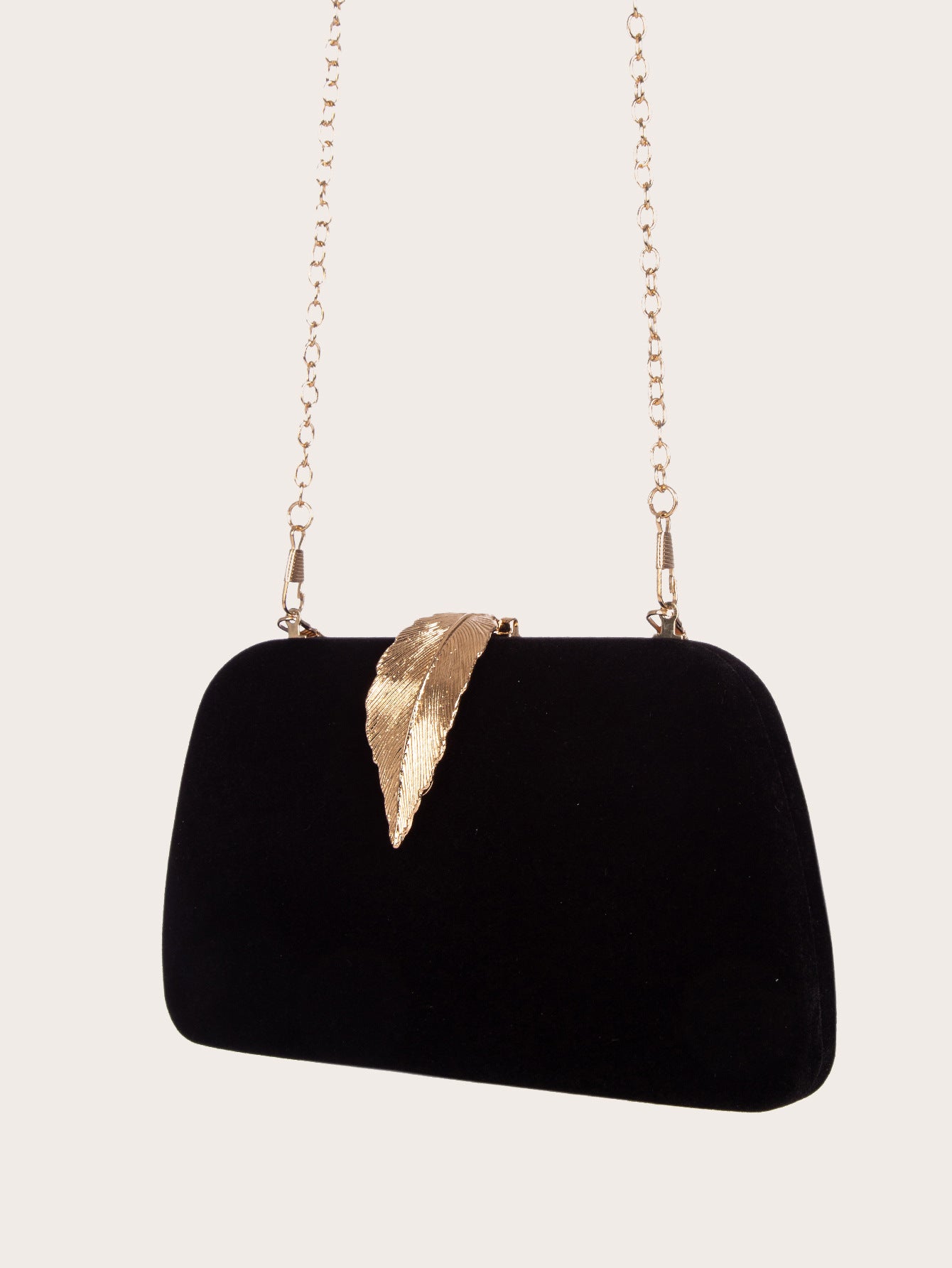 Pochette de soirée en velours à feuilles d'or