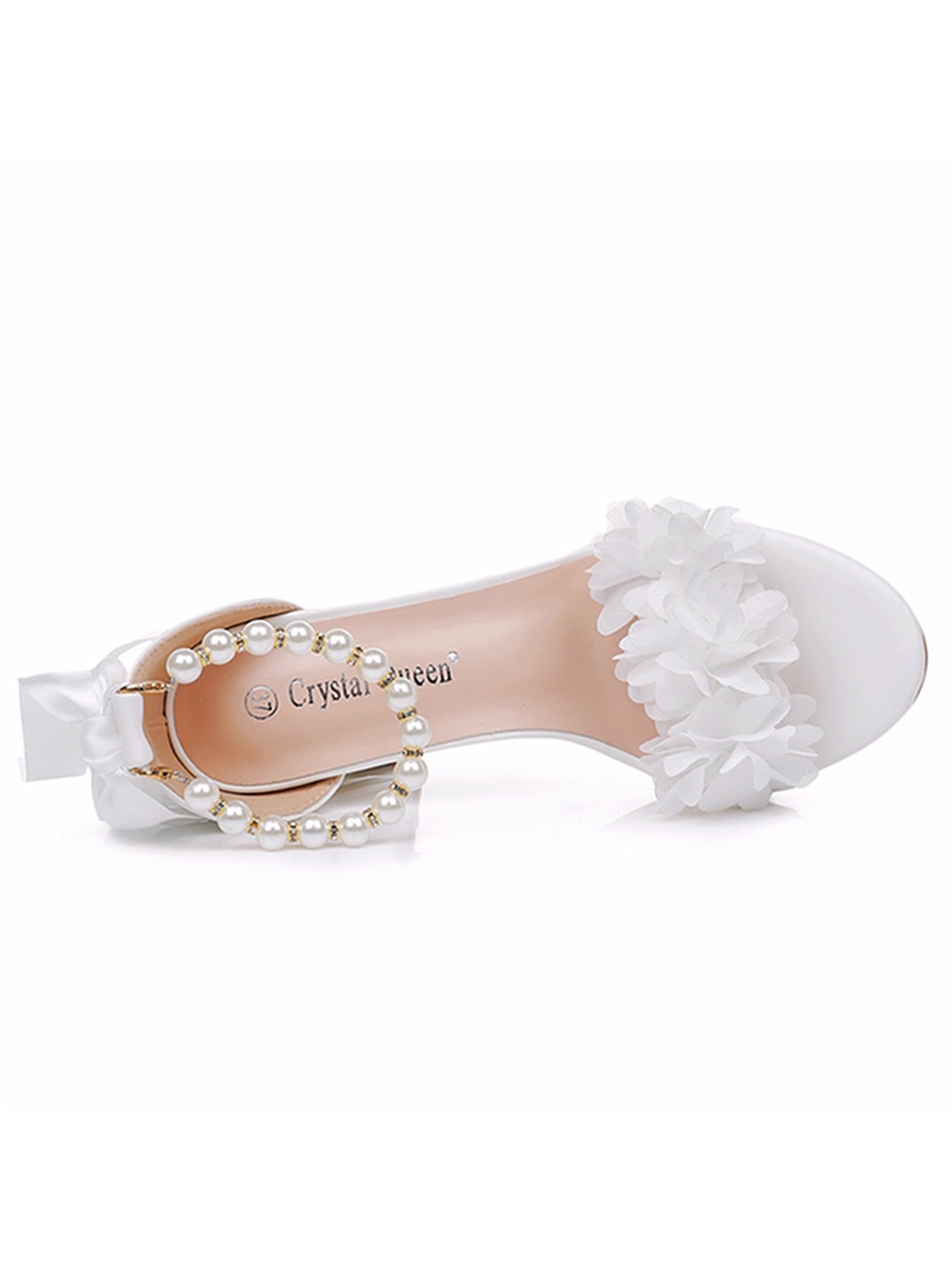 Chaussures de mariage Sandales Élégantes Blanc à Motifs Floraux pour Mariage