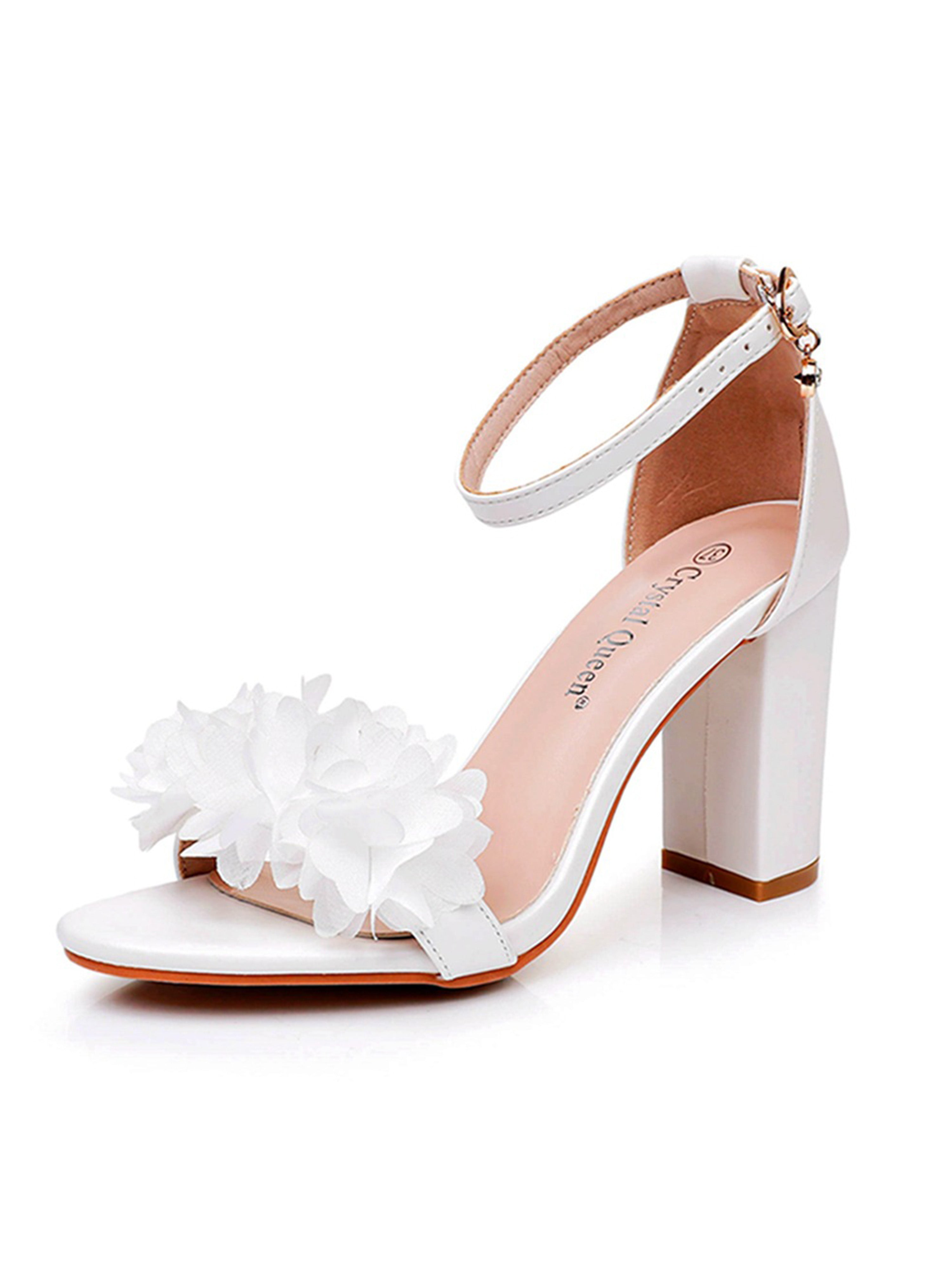 Chaussures de mariage Escarpins à Bout Ouvert Fleuri Talon Carré pour Mariage