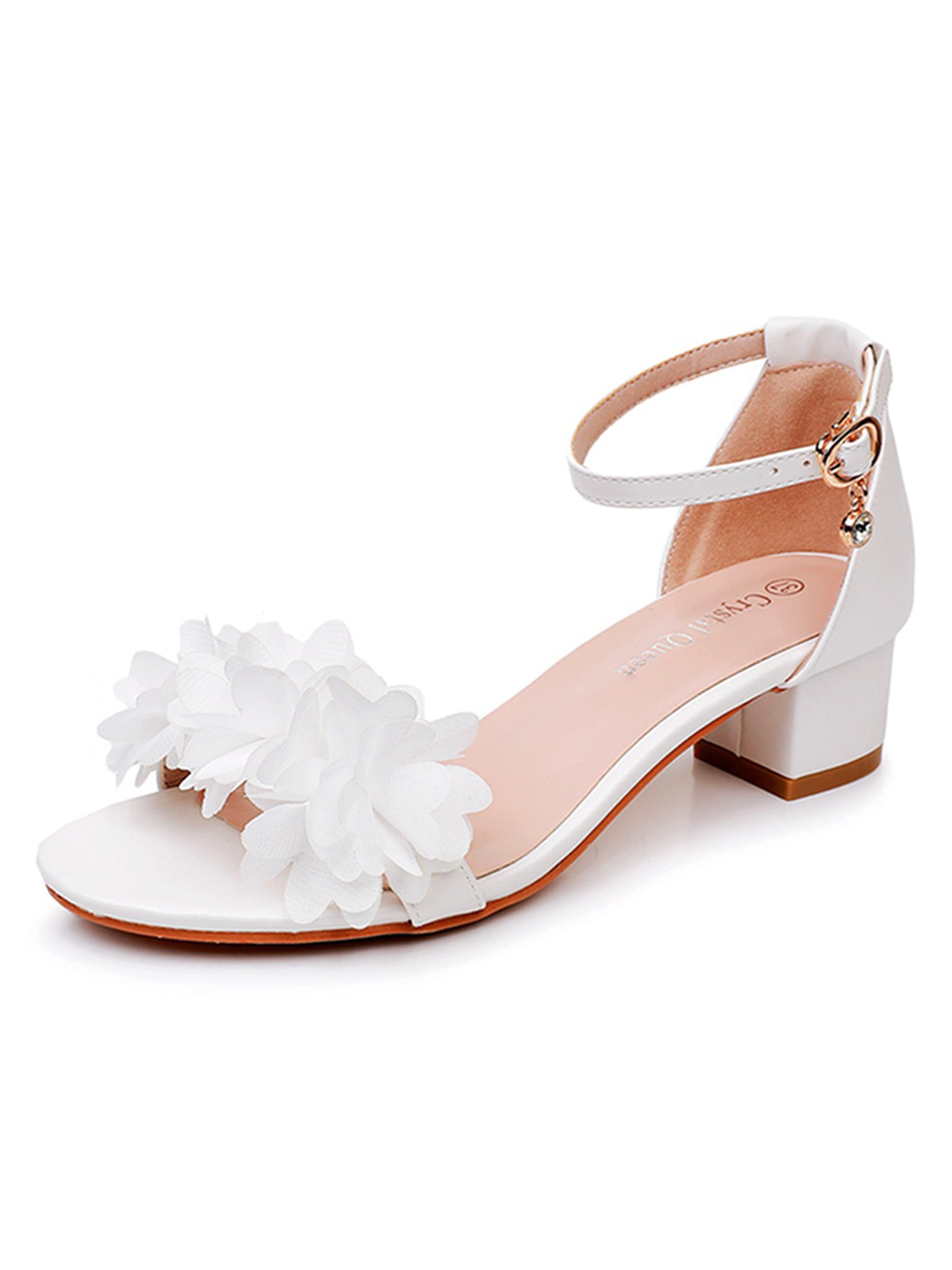 Chaussures de mariage Escarpins à Bout Ouvert Fleuri Talon Carré pour Mariage