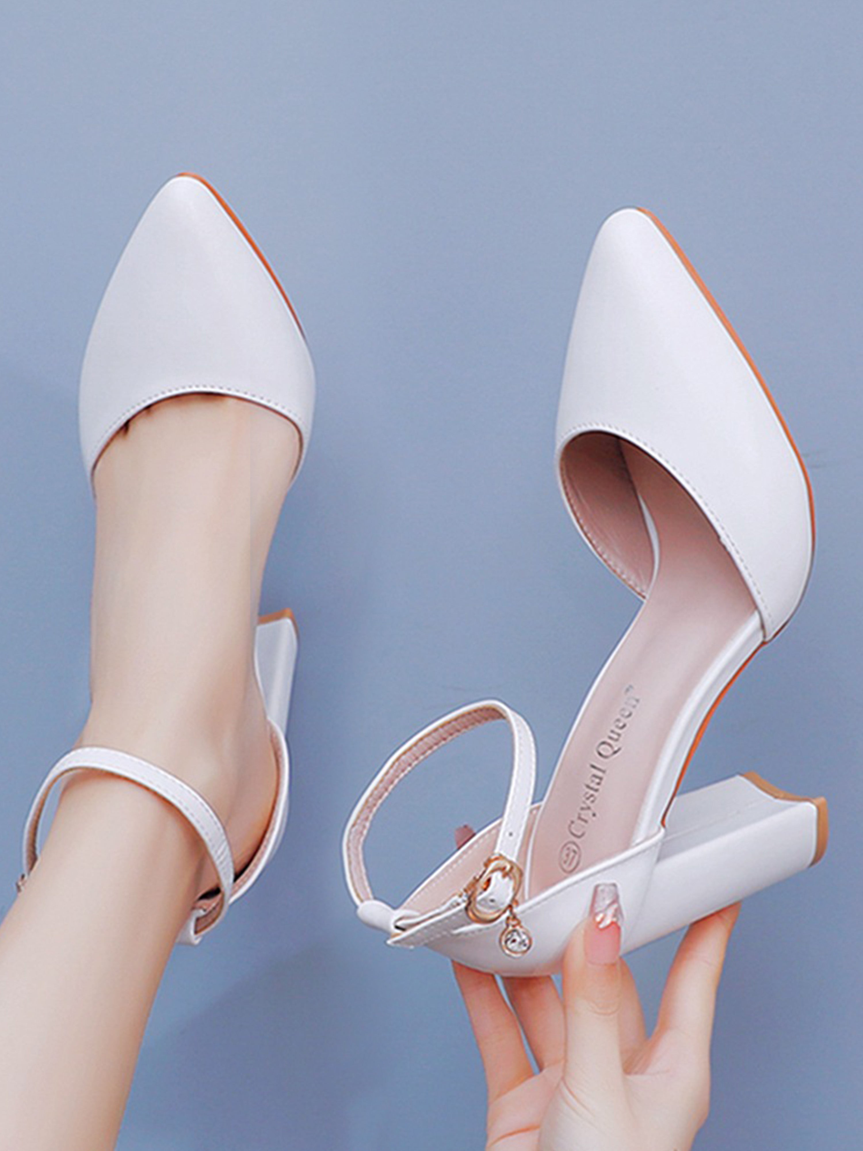 Chaussures de Mariage Sandales Femme Talon Aiguille Bout Pointu Bride Cheville Pour Mariée