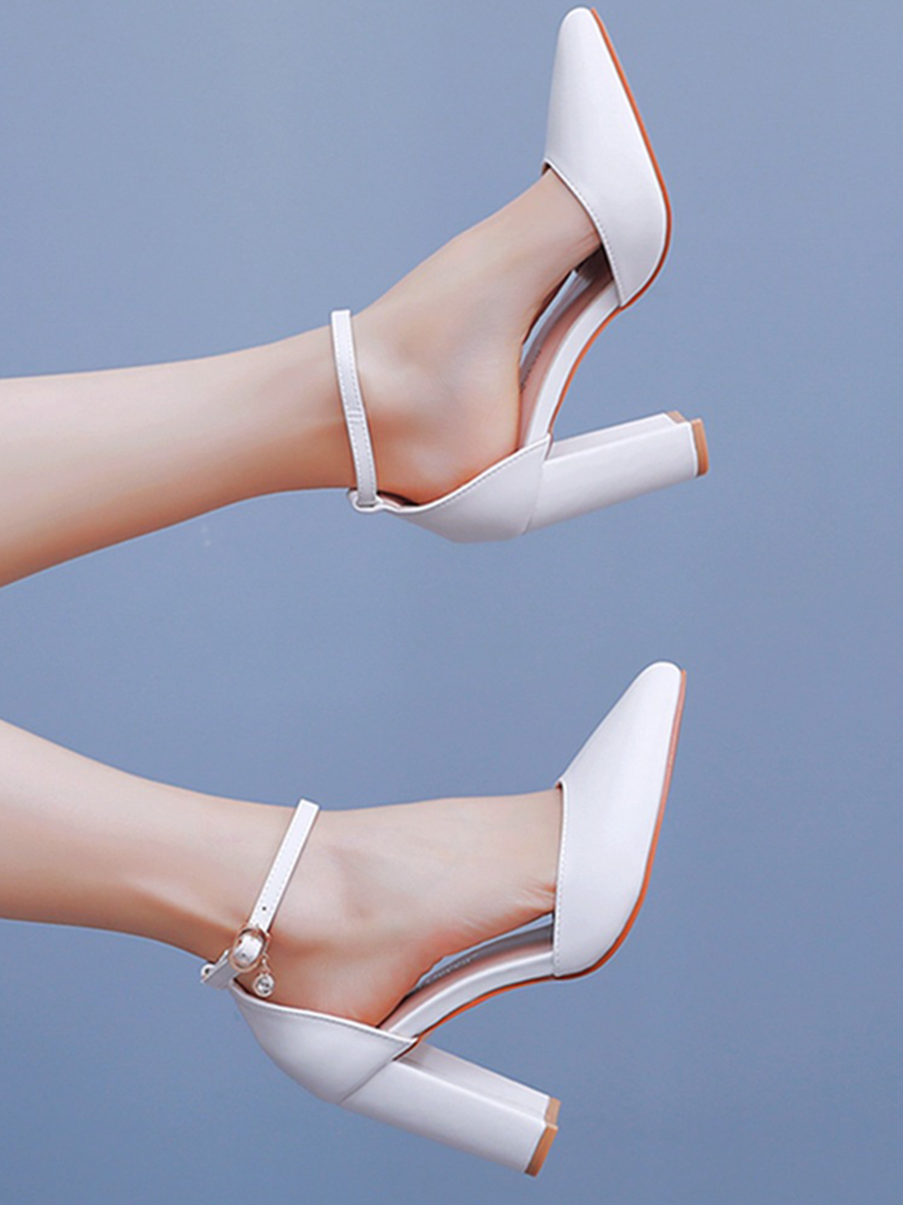 Chaussures de Mariage Sandales Femme Talon Aiguille Bout Pointu Bride Cheville Pour Mariée