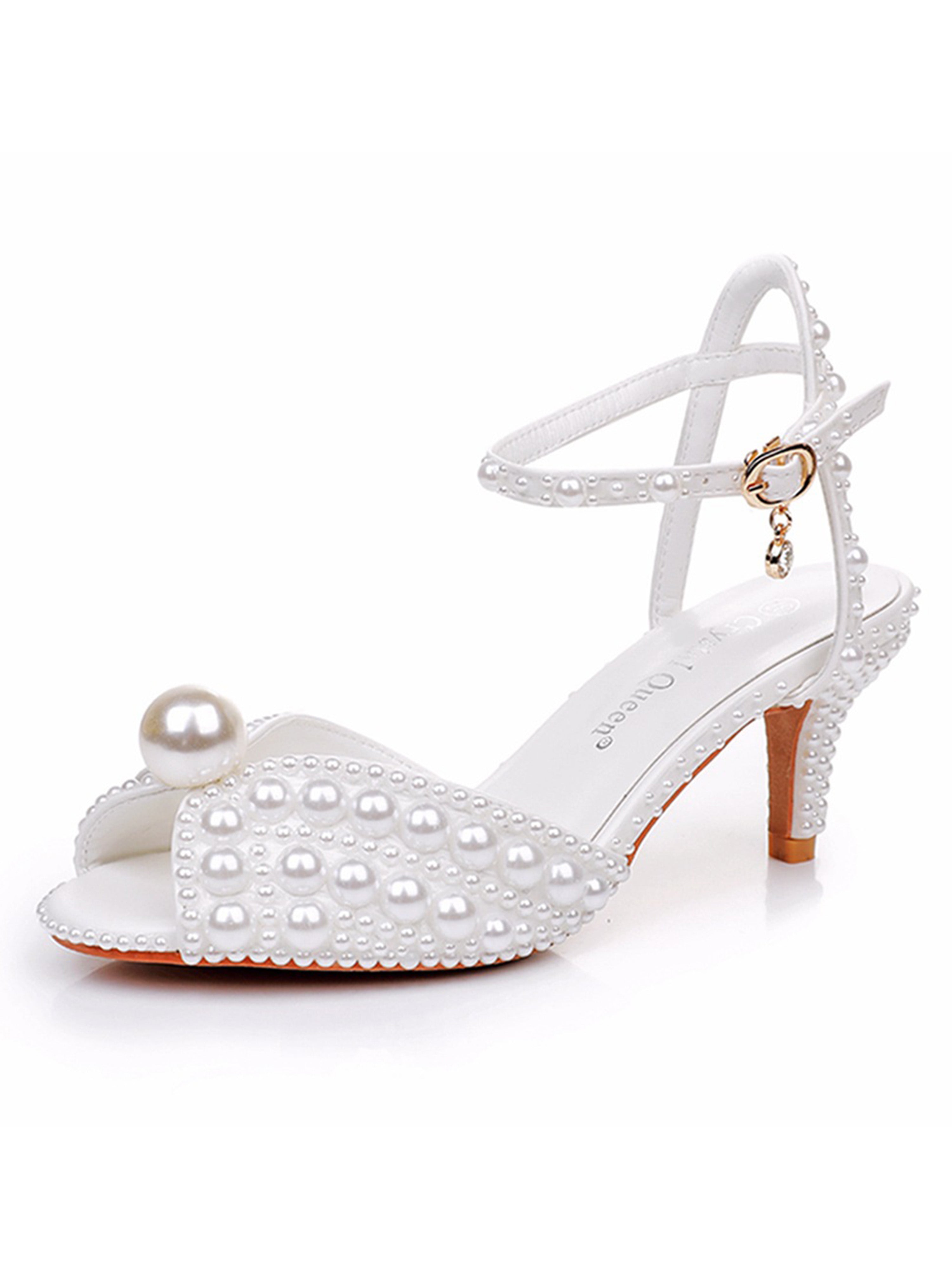 Chaussures de Mariage Escarpins Mariée À Bout Ouvert avec Perles et Broderies