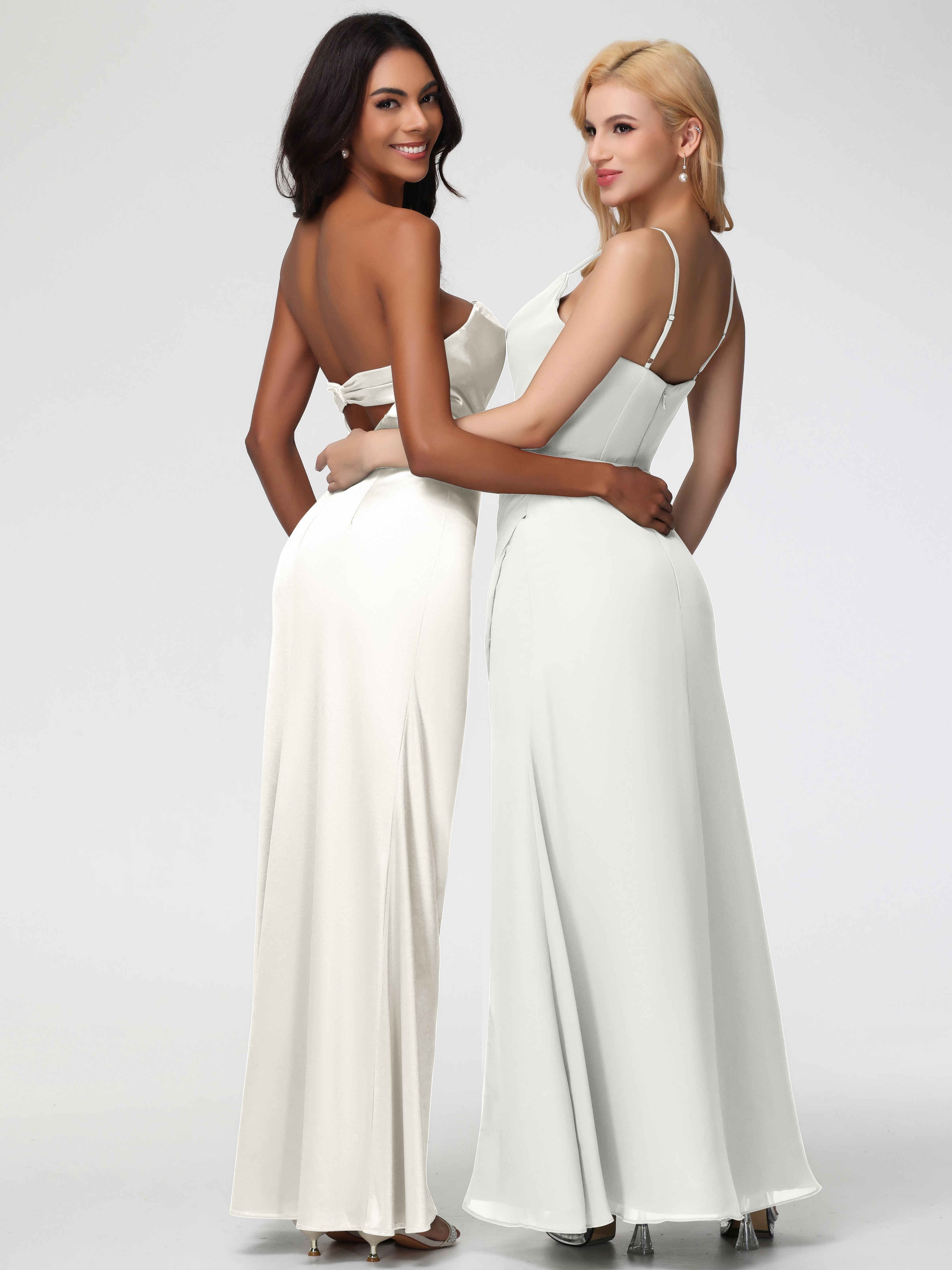 Robe Demoiselle D Honneur Ivoire Sans Bretelle Satin Extensible Robe De Demoiselle D'Honneur Longue Plissée