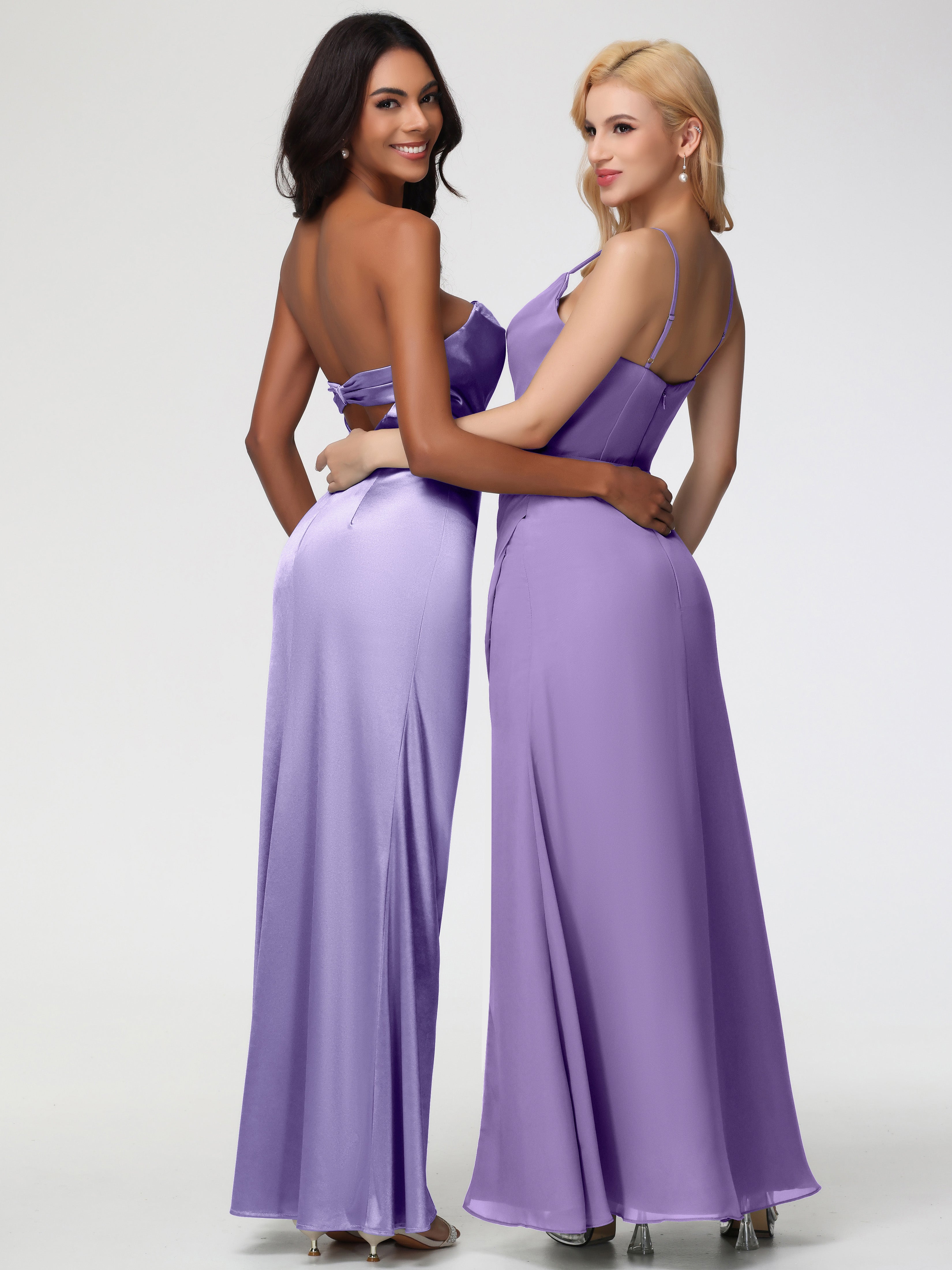 Robes De Demoiselle D'Honneur Tahiti Sans Bretelle Satin Extensible Robe De Demoiselle D'Honneur Longue Plissée