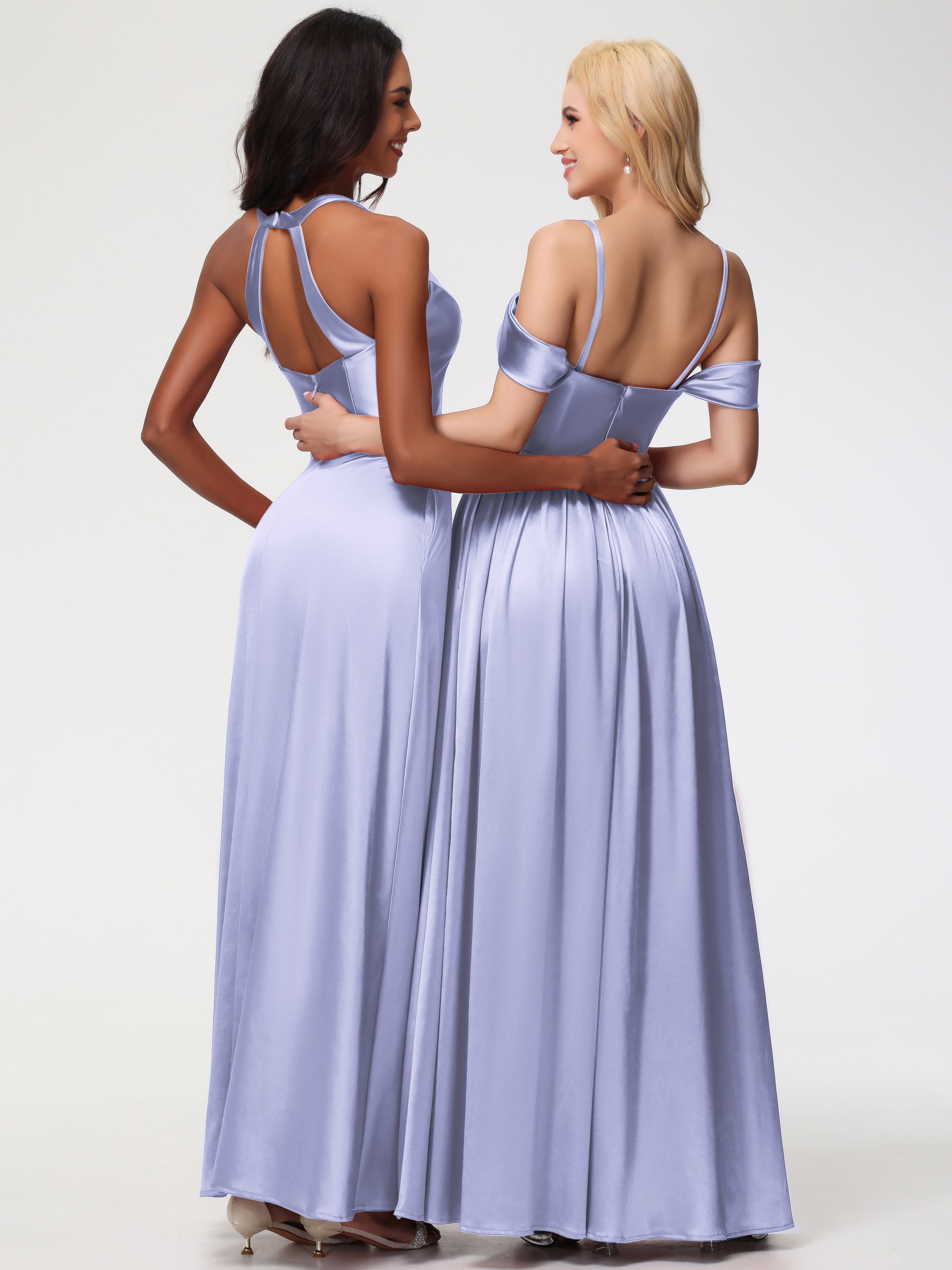 Robe De Demoiselle D'Honneur Lavande épaule Dénudée Satin Extensible Robe De Demoiselle D'Honneur Robe à Bretelles Amovibles