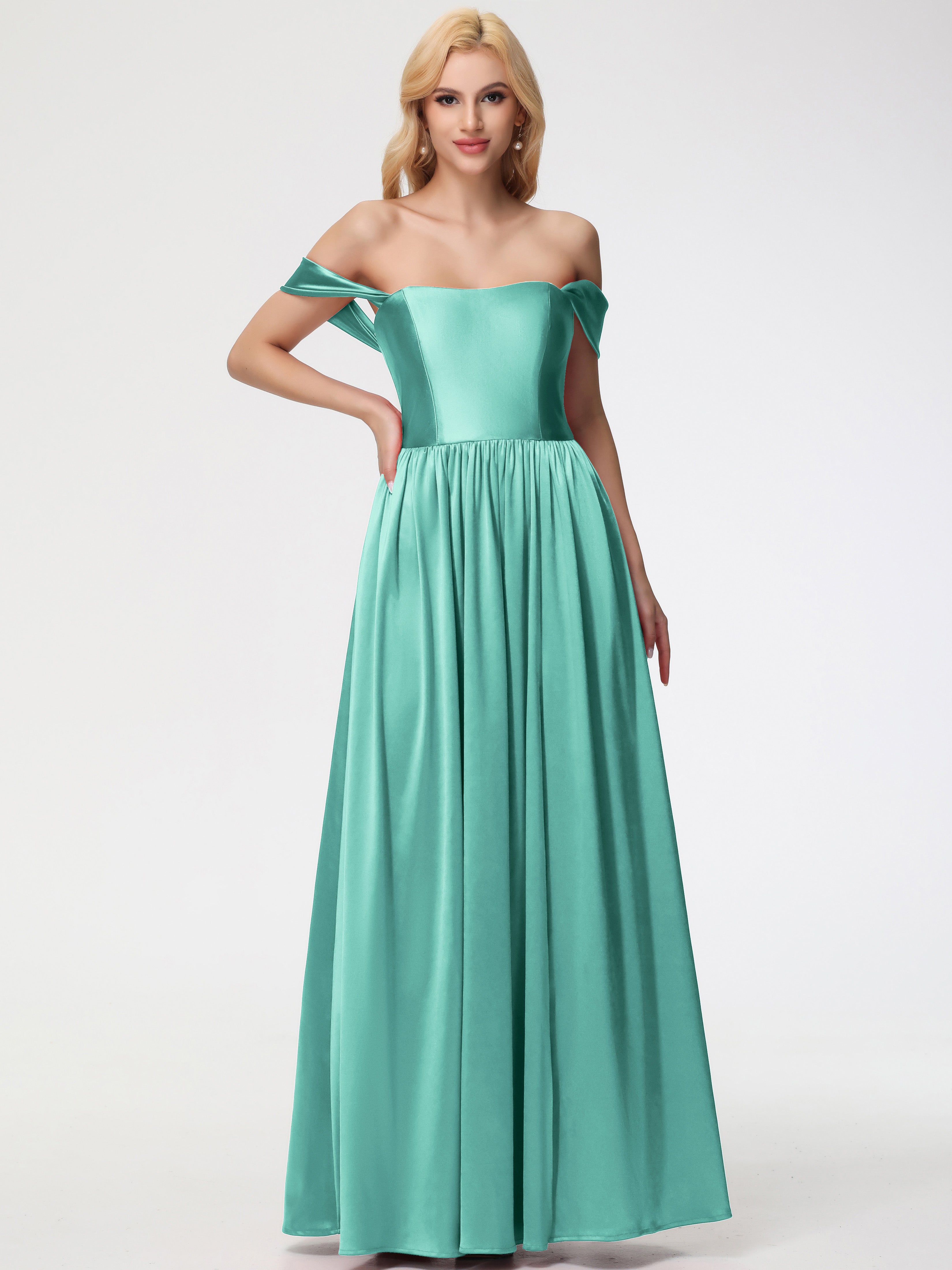 Robes De Demoiselle D'Honneur Vert Menthe épaule Dénudée Satin Extensible Robe De Demoiselle D'Honneur Robe à Bretelles Amovibles