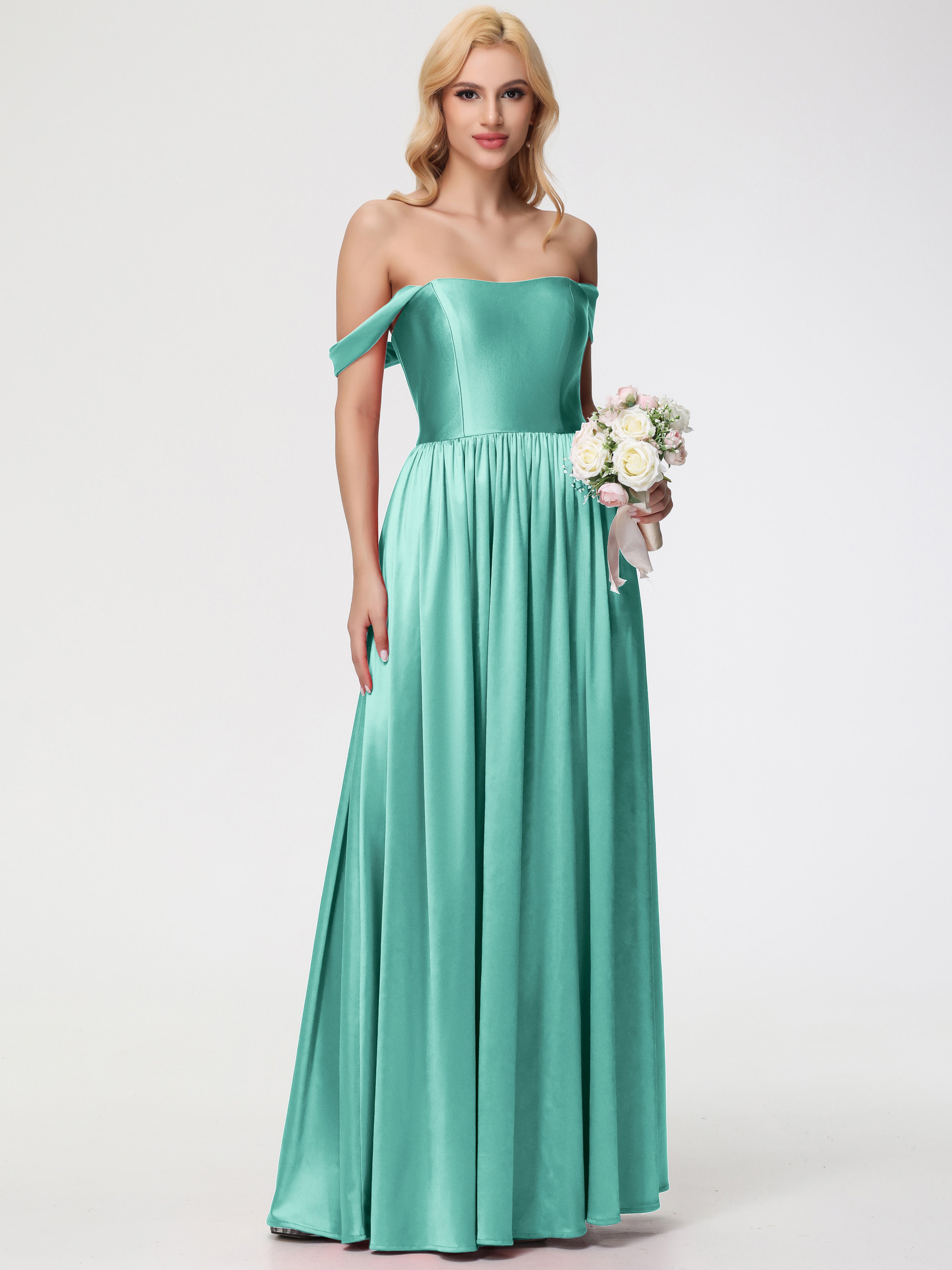 Robes De Demoiselle D'Honneur Vert Menthe épaule Dénudée Satin Extensible Robe De Demoiselle D'Honneur Robe à Bretelles Amovibles