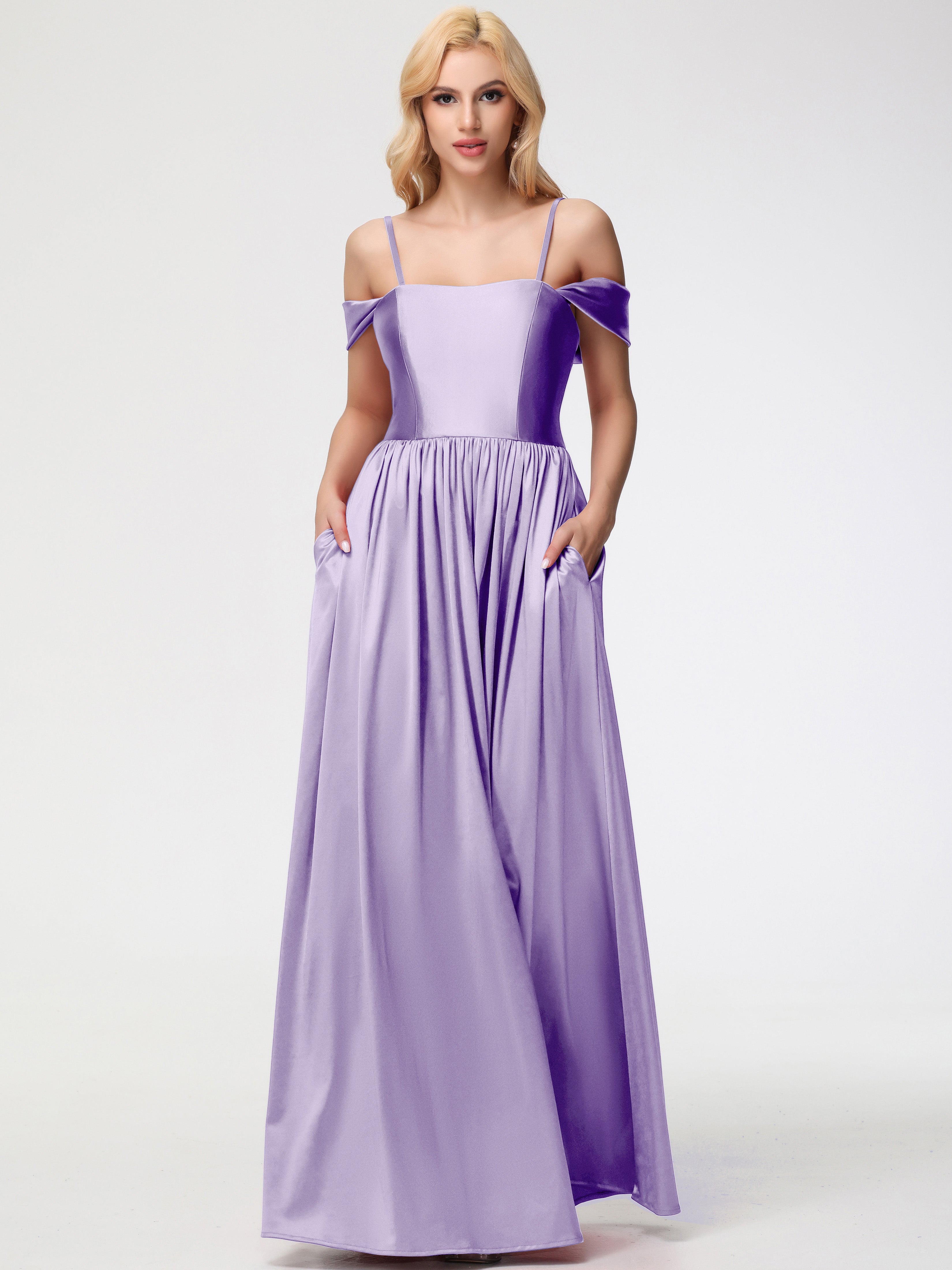 Robes De Demoiselle D'Honneur Tahiti épaule Dénudée Satin Extensible Robe De Demoiselle D'Honneur Robe à Bretelles Amovibles