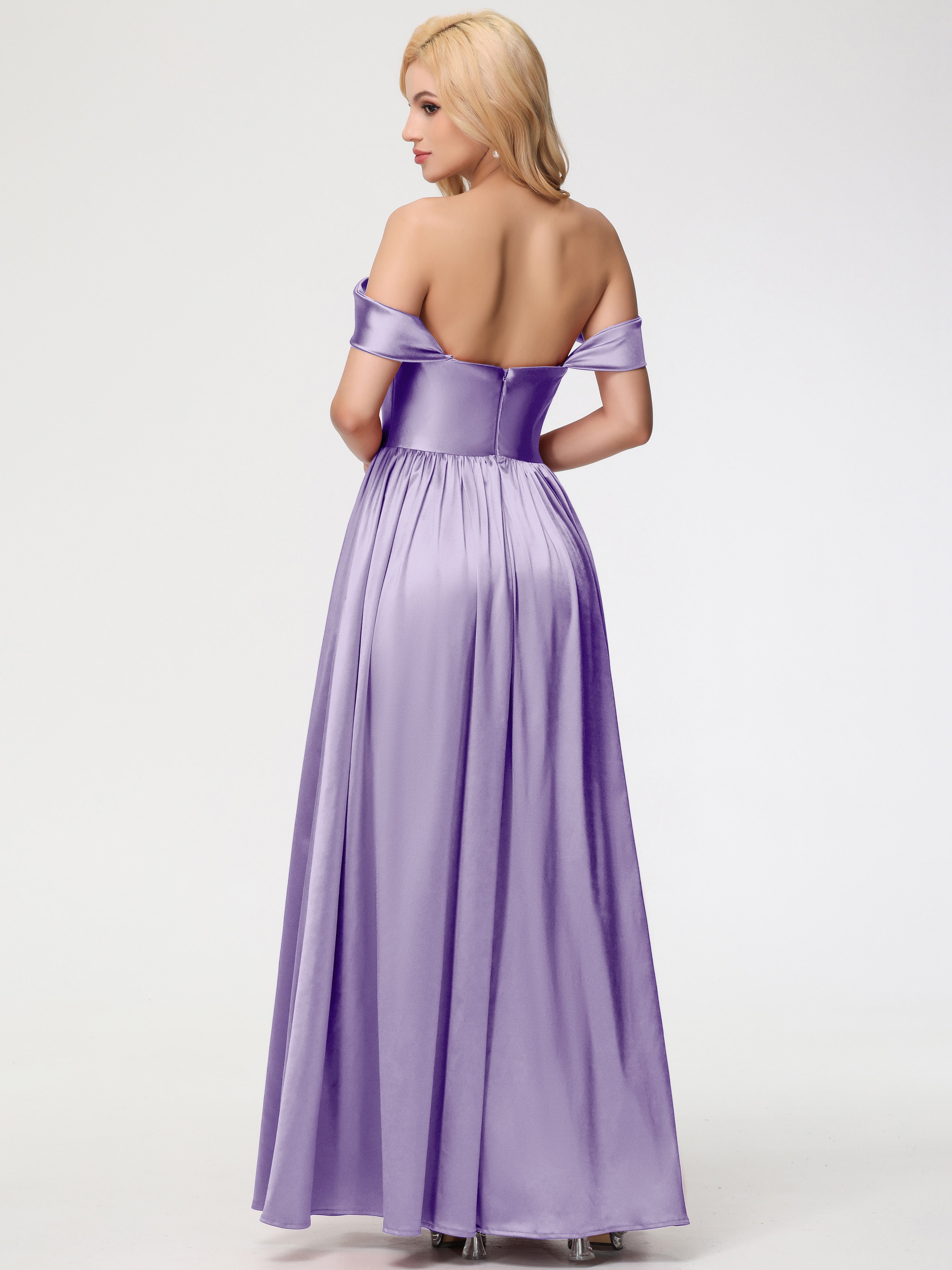 Robes De Demoiselle D'Honneur Tahiti épaule Dénudée Satin Extensible Robe De Demoiselle D'Honneur Robe à Bretelles Amovibles