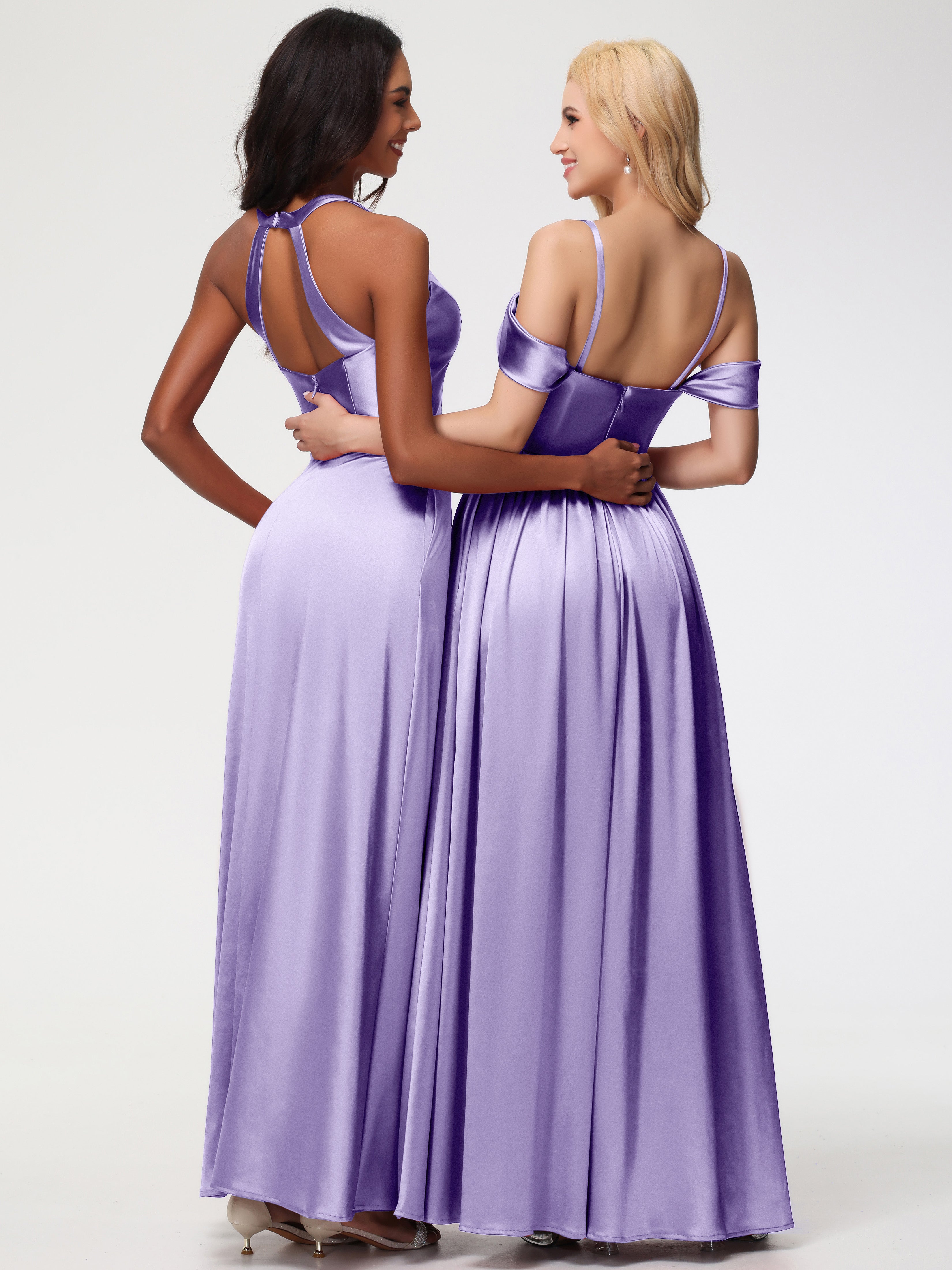 Robes De Demoiselle D'Honneur Tahiti épaule Dénudée Satin Extensible Robe De Demoiselle D'Honneur Robe à Bretelles Amovibles