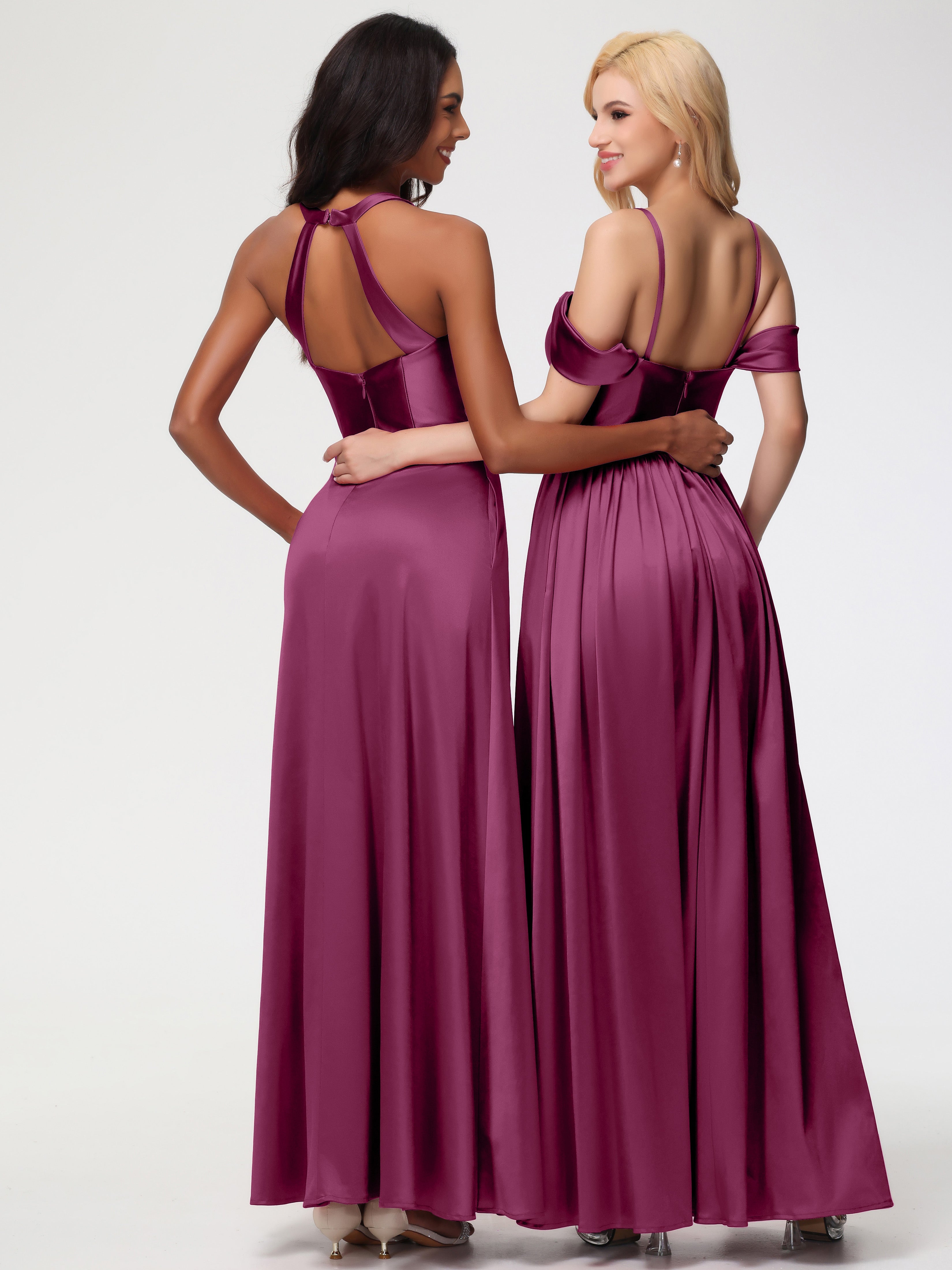 Robes De Demoiselle D'Honneur Mure Col V Satin Extensible Fourreau/Colonne Robe De Demoiselle D'Honneur