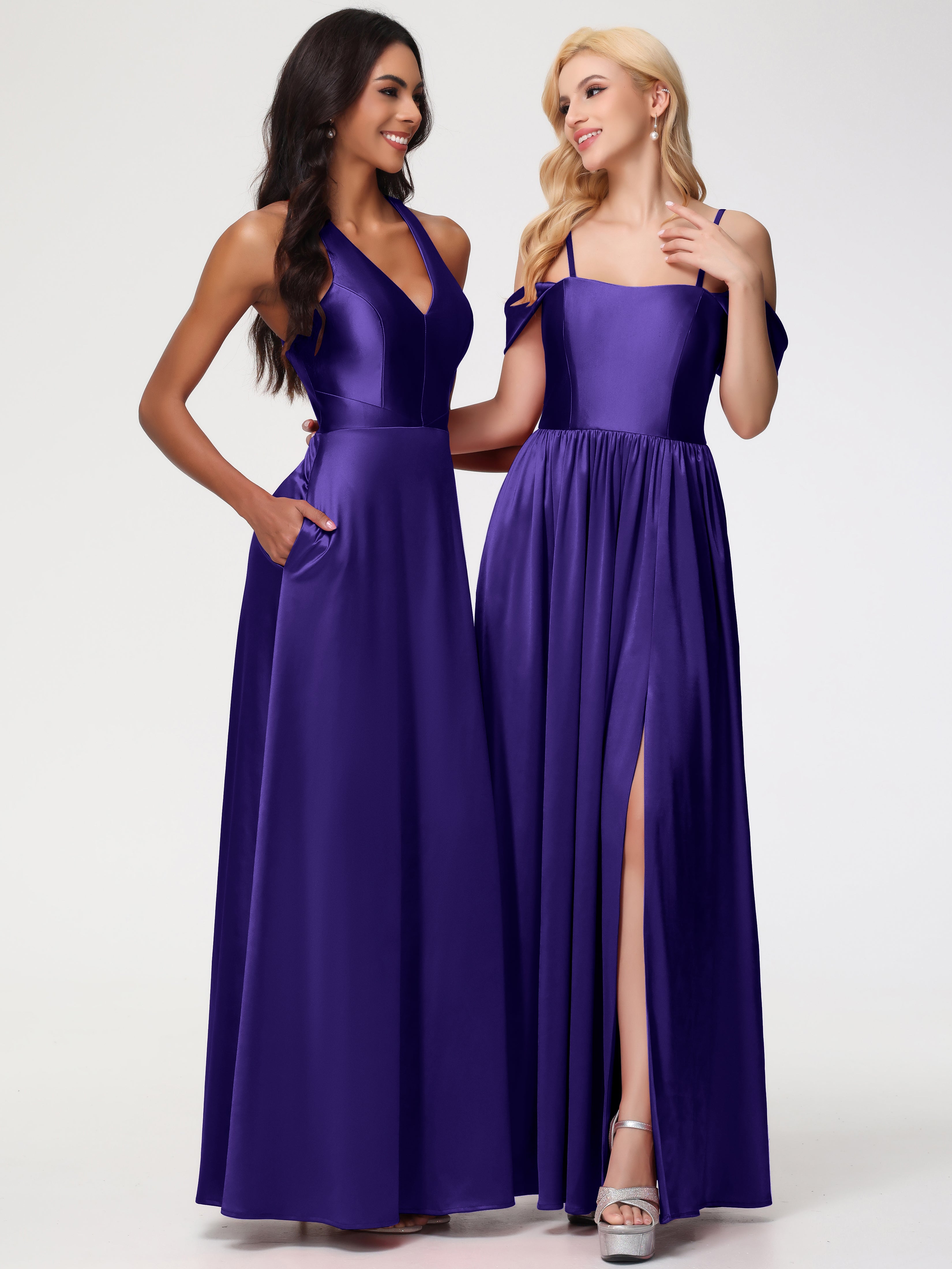 Robes De Demoiselle D'Honneur Régence Col V Satin Extensible Fourreau/Colonne Robe De Demoiselle D'Honneur
