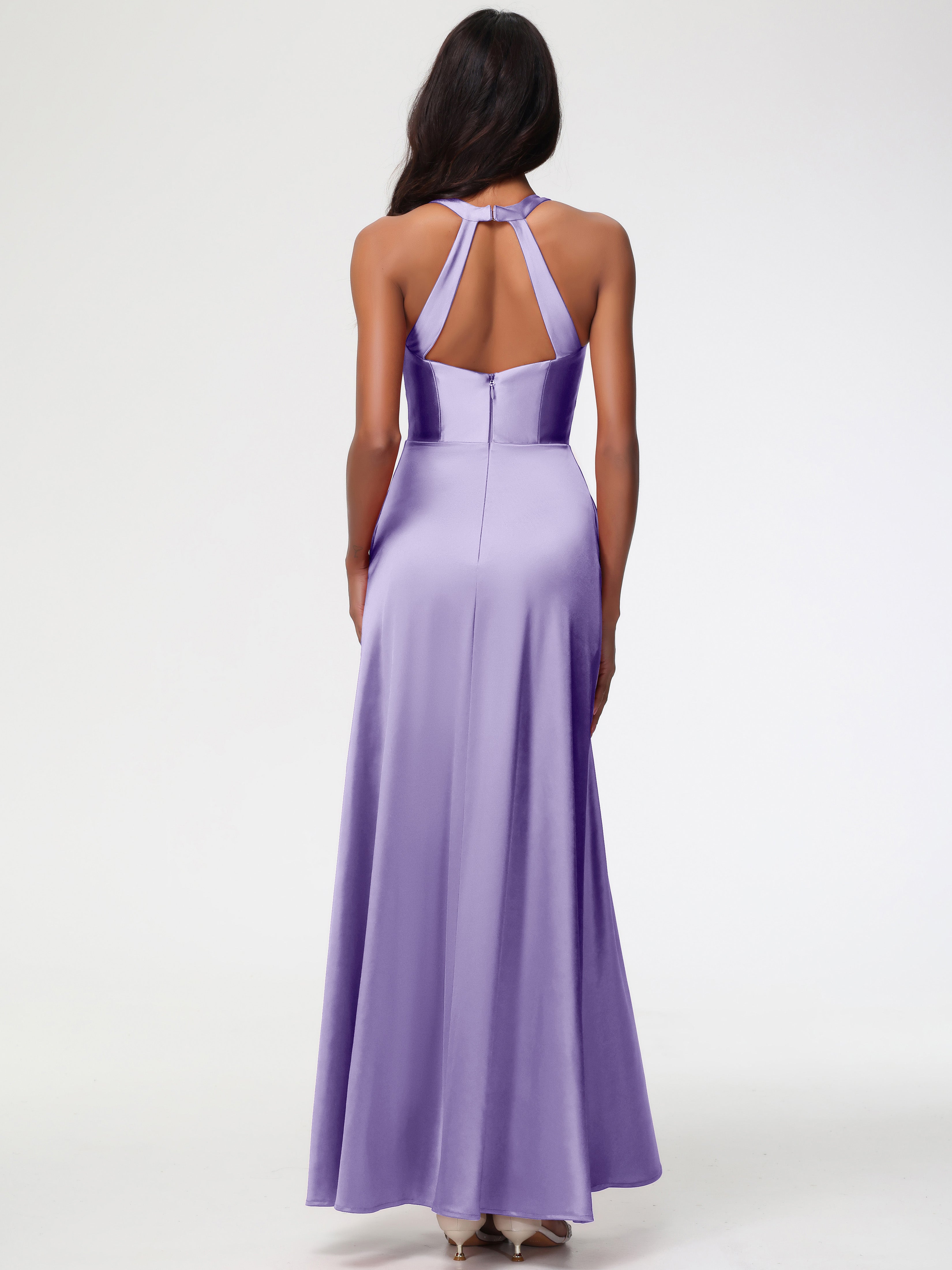 Robes De Demoiselle D'Honneur Tahiti Col V Satin Extensible Fourreau/Colonne Robe De Demoiselle D'Honneur