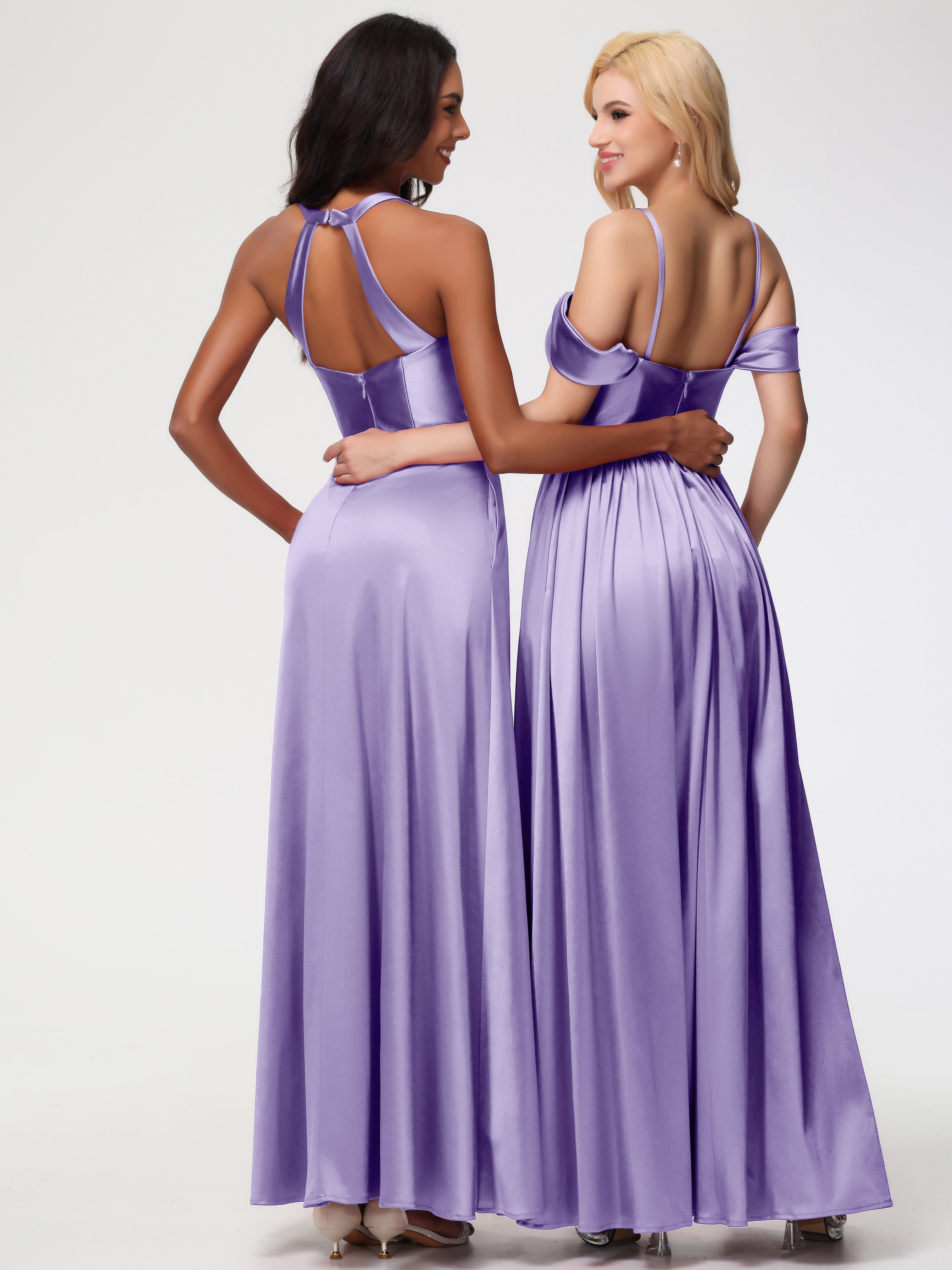 Robes De Demoiselle D'Honneur Tahiti Col V Satin Extensible Fourreau/Colonne Robe De Demoiselle D'Honneur