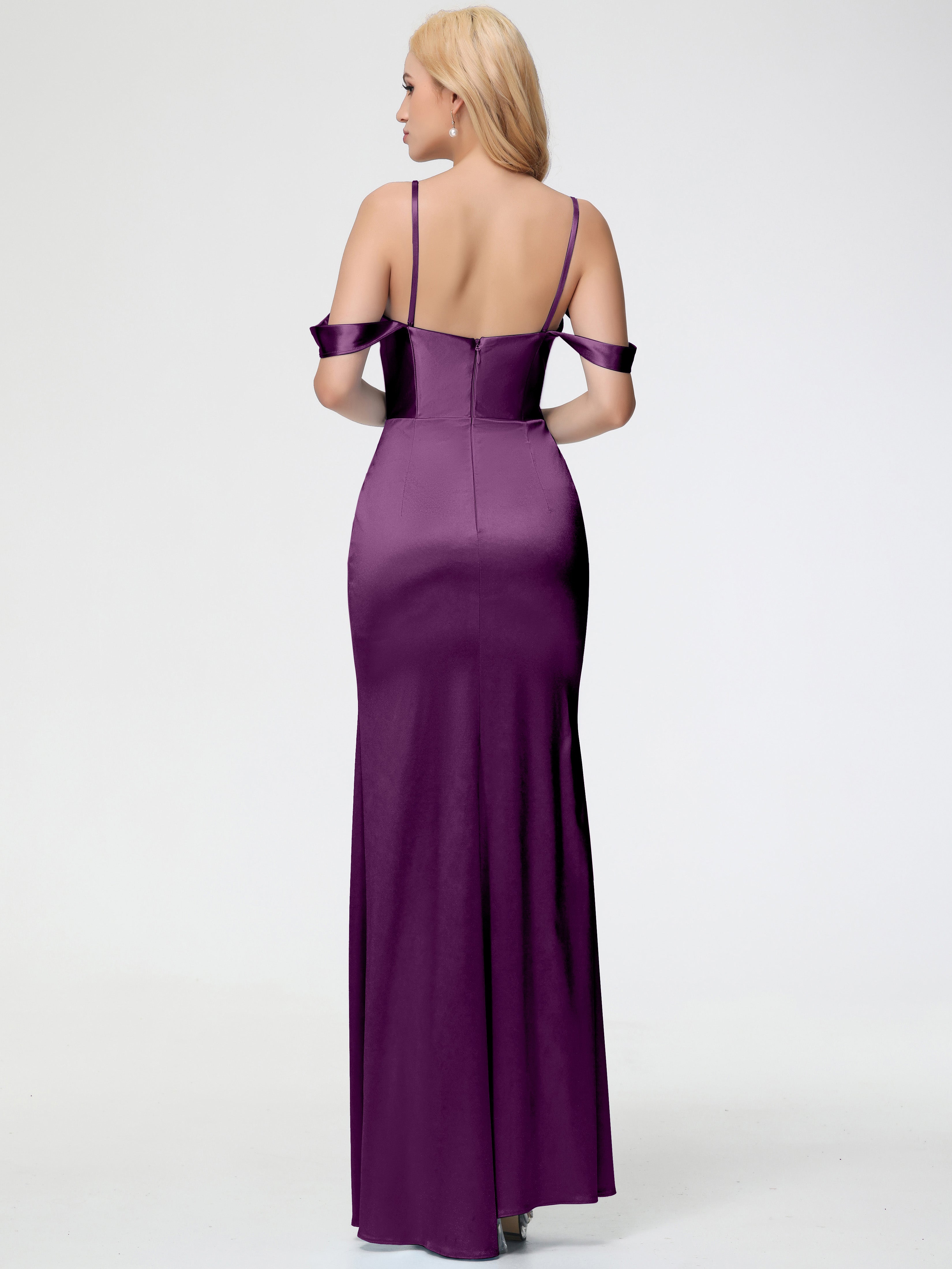 Robes De Demoiselle D'Honneur En Raisin Cache Coeur Bretelles Amovibles Fourreau/Colonne Satin Extensible Robe De Demoiselle D'Honneur