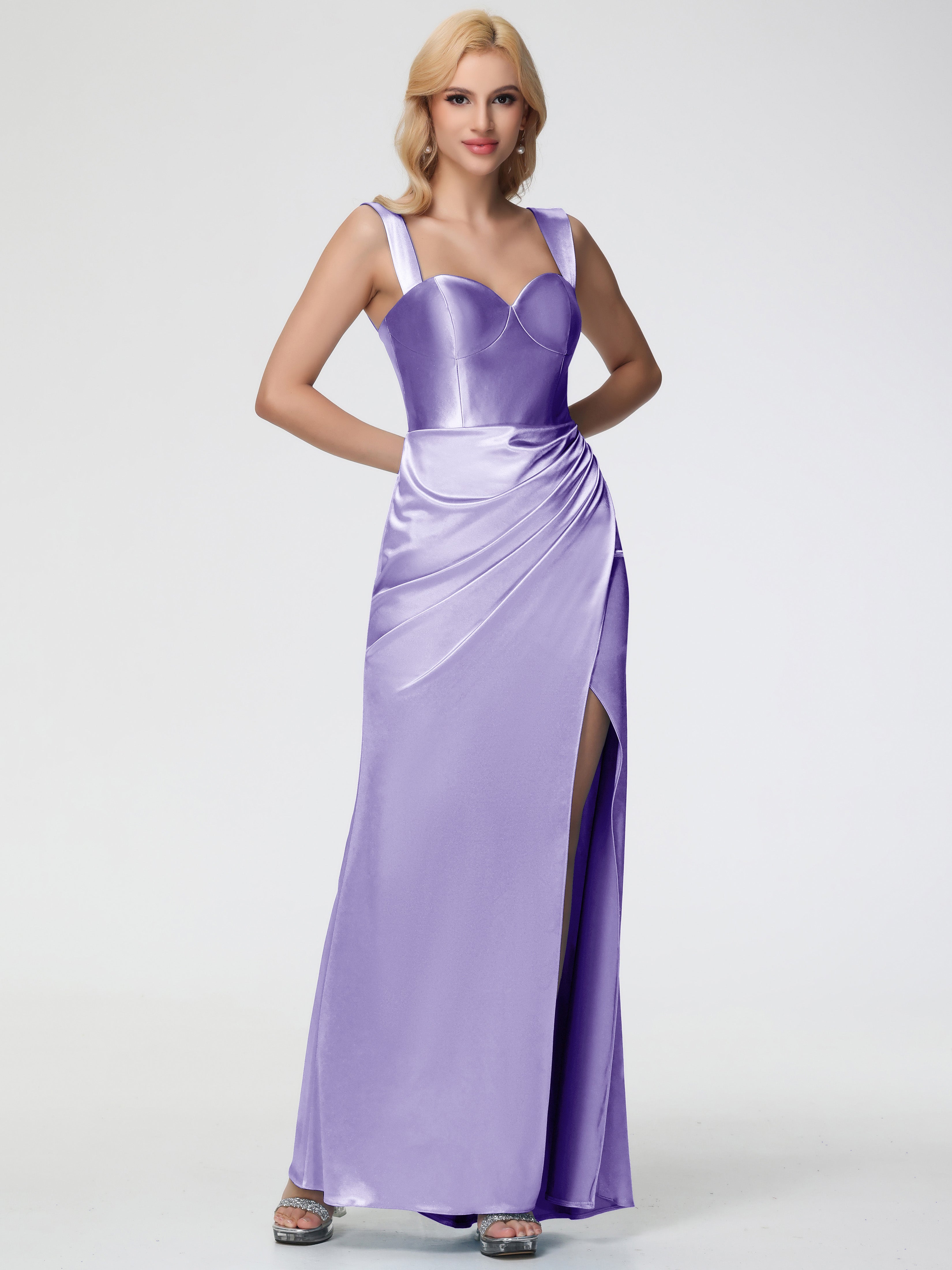 Robes De Demoiselle D'Honneur Tahiti Cache Coeur Bretelles Amovibles Fourreau/Colonne Satin Extensible Robe De Demoiselle D'Honneur