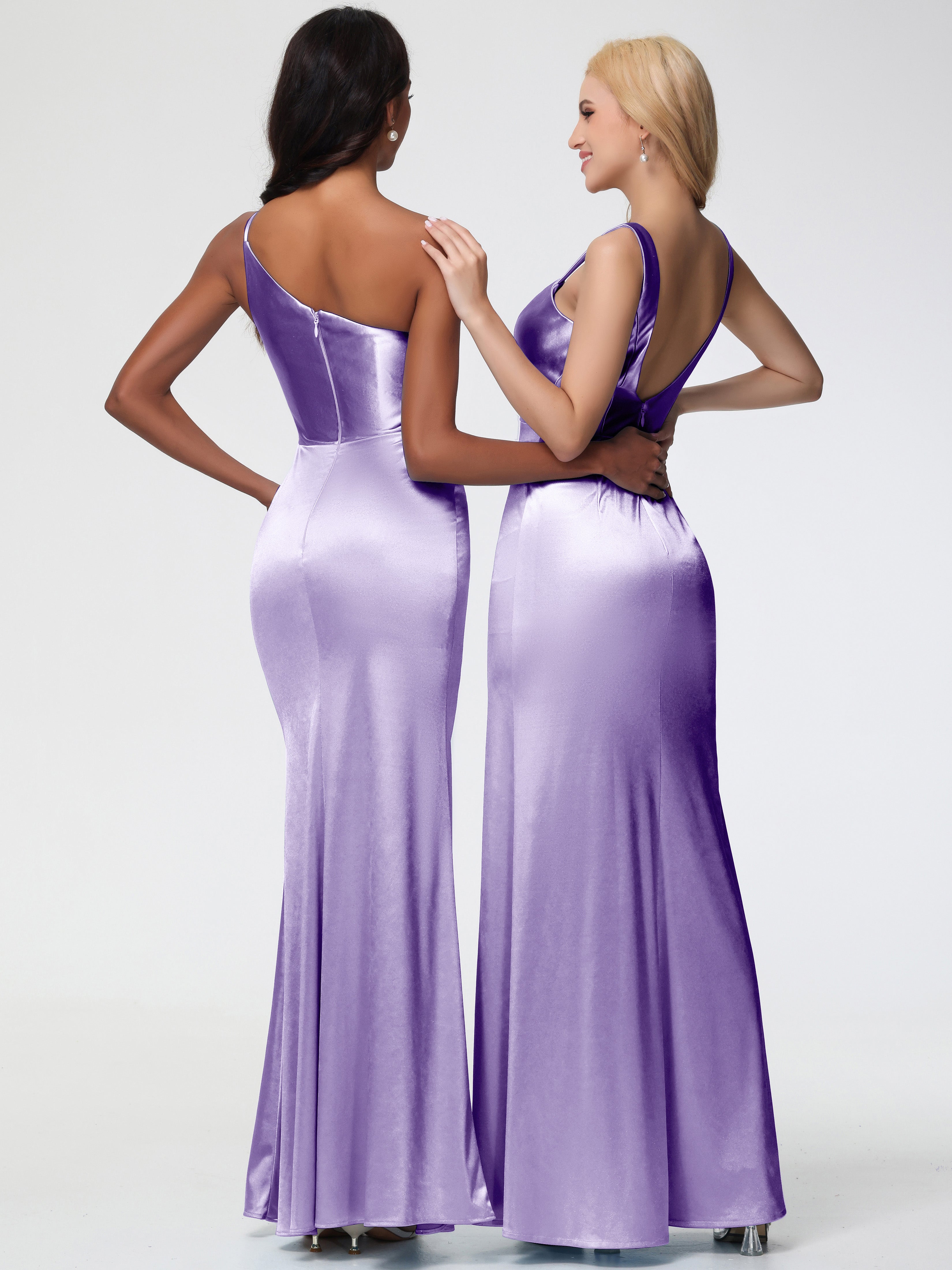 Robes De Demoiselle D'Honneur Tahiti Col Bénitier Fourreau/Colonne Fendue Satin Extensible Robe De Demoiselle D'Honneur